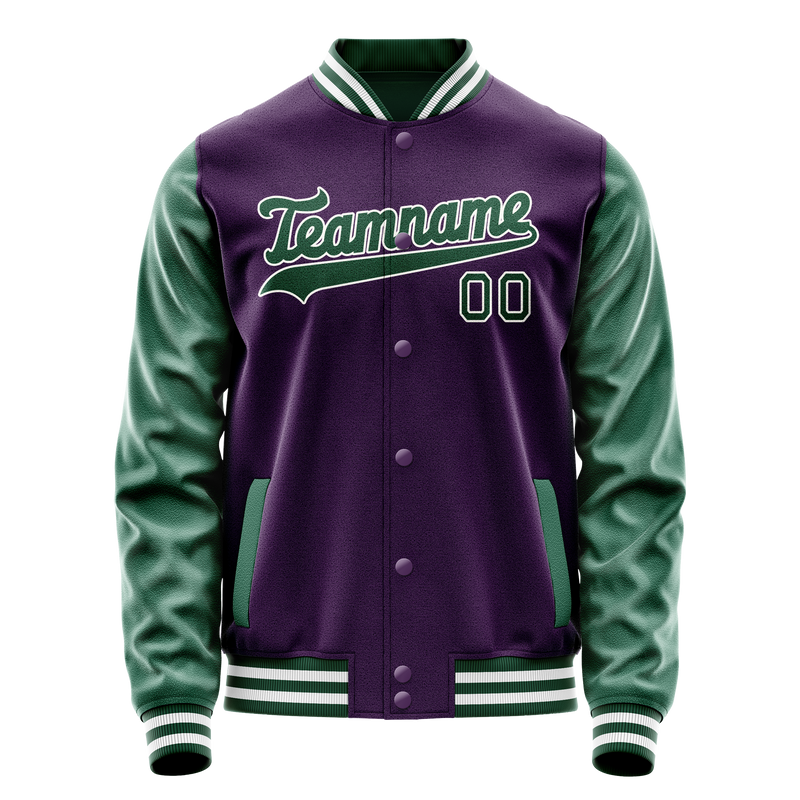 Custom Purple Kelly-Green Solid Color Varsity Letterman Jacket JA02240617KZ379