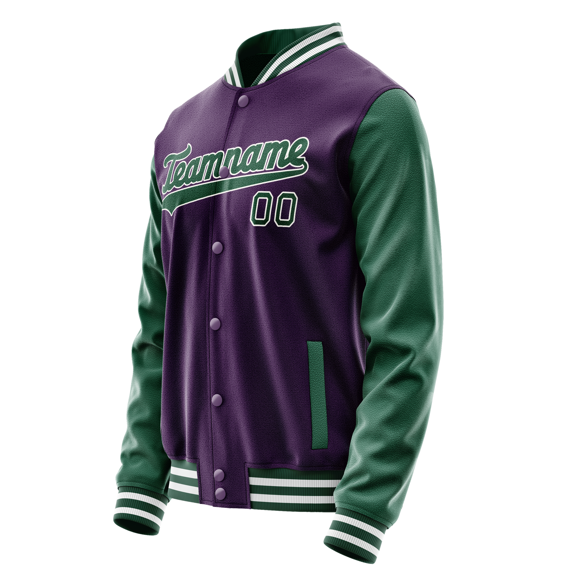 Custom Purple Kelly-Green Solid Color Varsity Letterman Jacket JA02240617KZ379