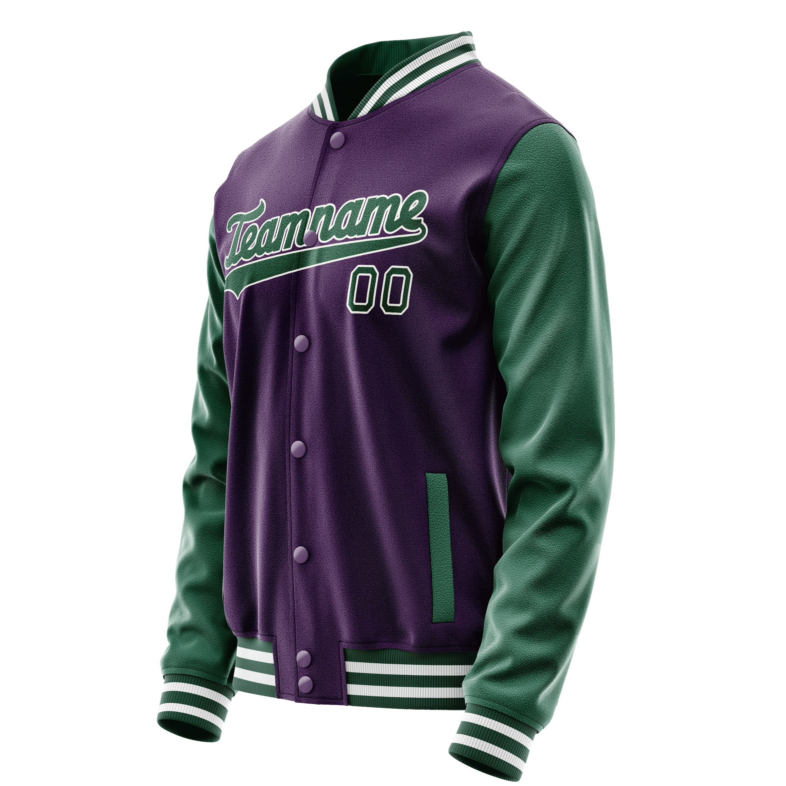 Custom Purple Kelly-Green Solid Color Varsity Letterman Jacket JA02240617KZ379