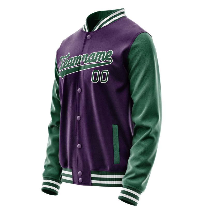 Custom Purple Kelly-Green Solid Color Varsity Letterman Jacket JA02240617KZ379
