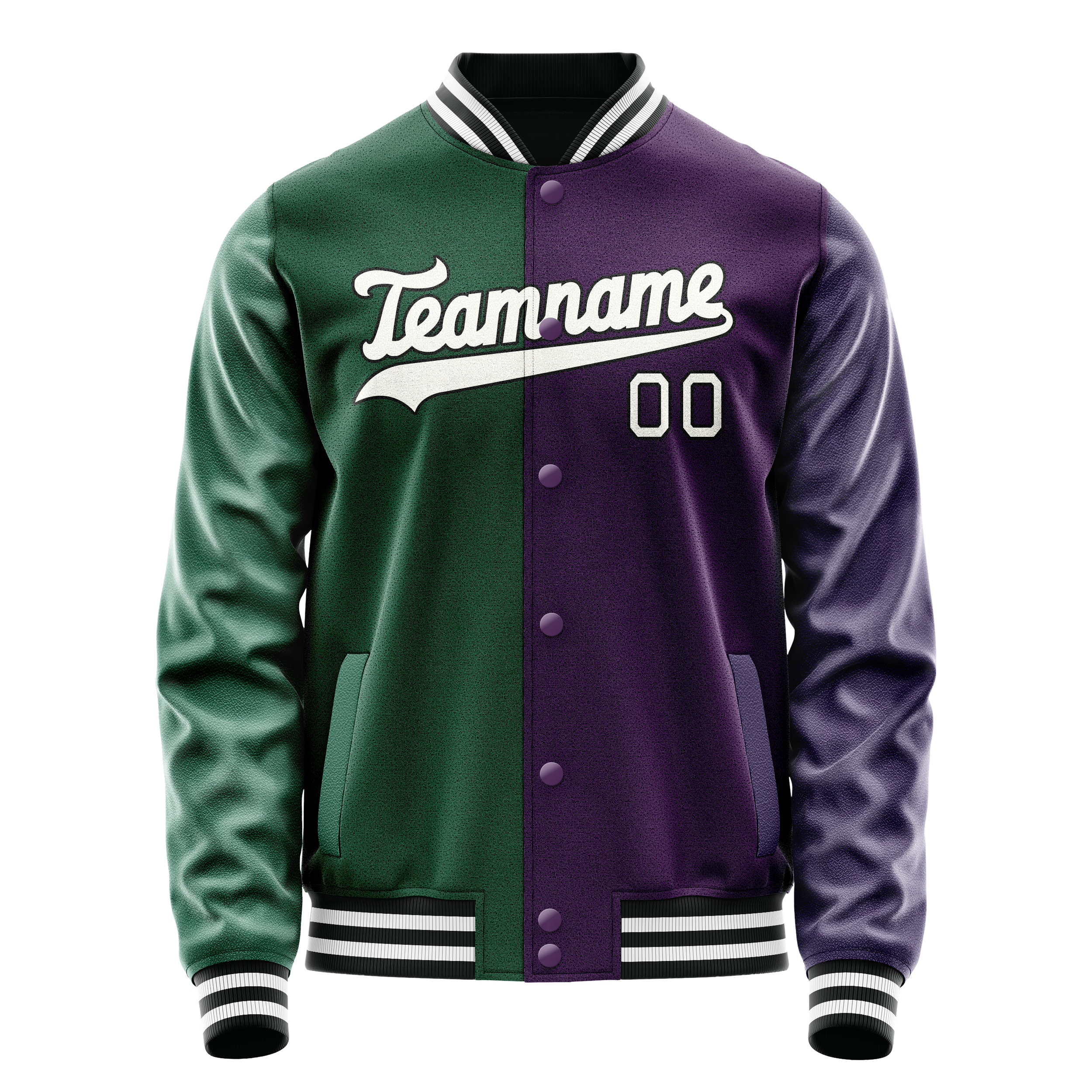 Custom Purple Kelly-Green Split Varsity Letterman Jacket JA02240617KZ358