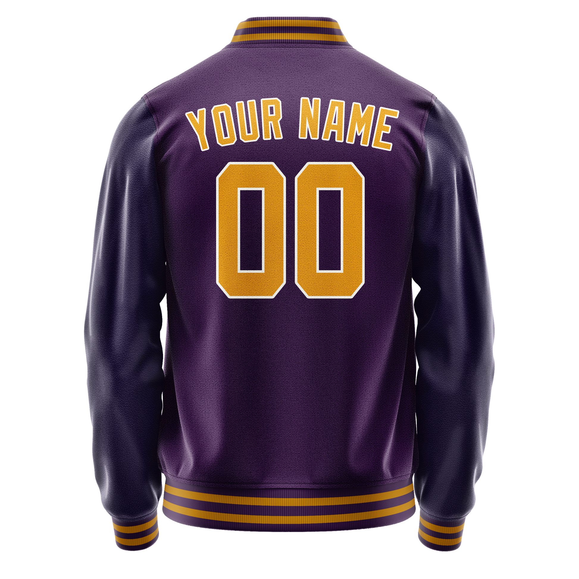 Custom Purple Gold Solid Color Varsity Letterman Jacket JA02240617KZ383