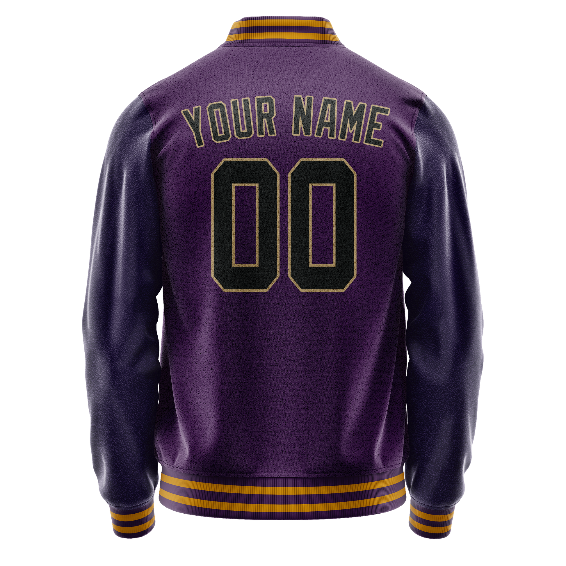 Custom Purple Black Solid Color Varsity Letterman Jacket JA02240617KZ360