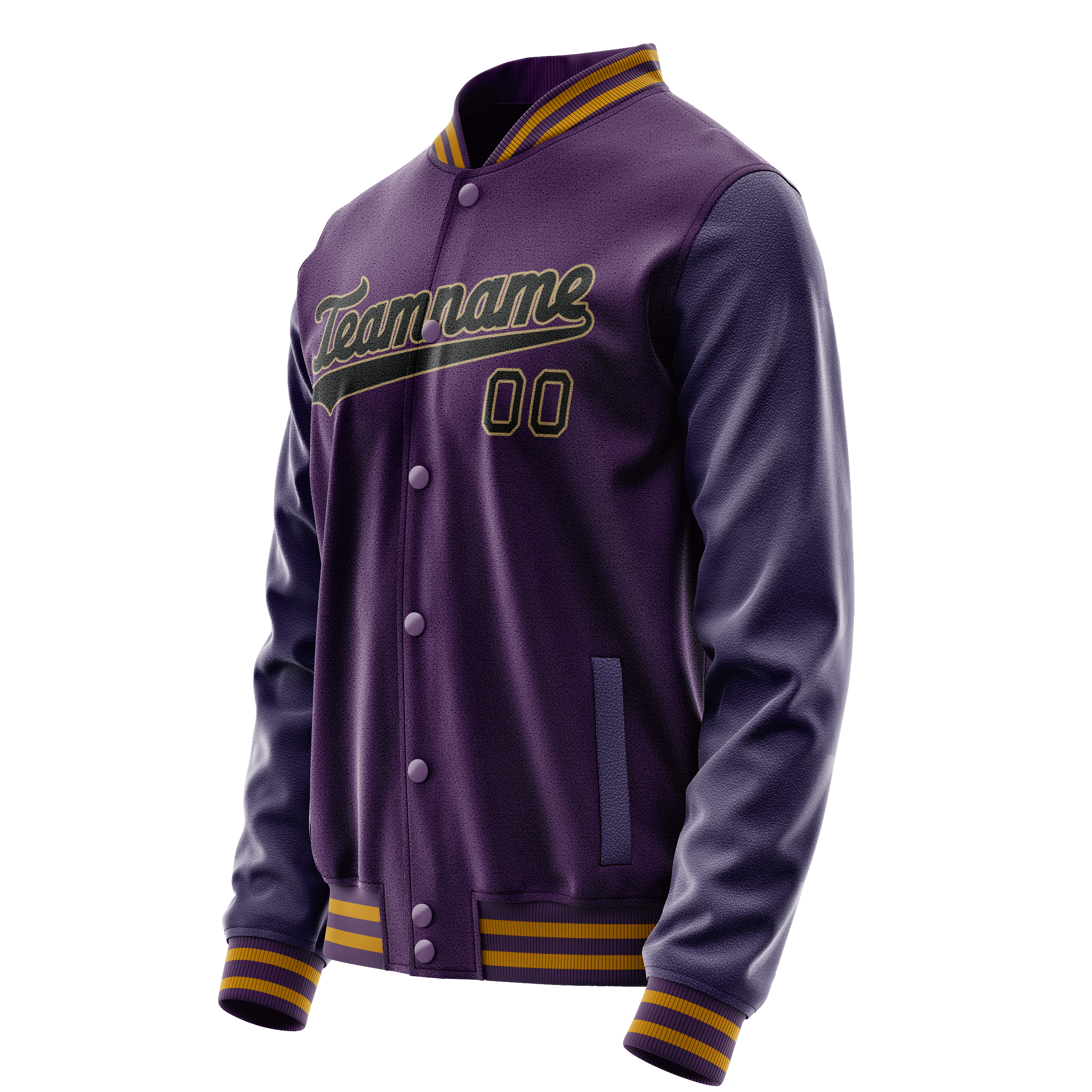 Custom Purple Black Solid Color Varsity Letterman Jacket JA02240617KZ360