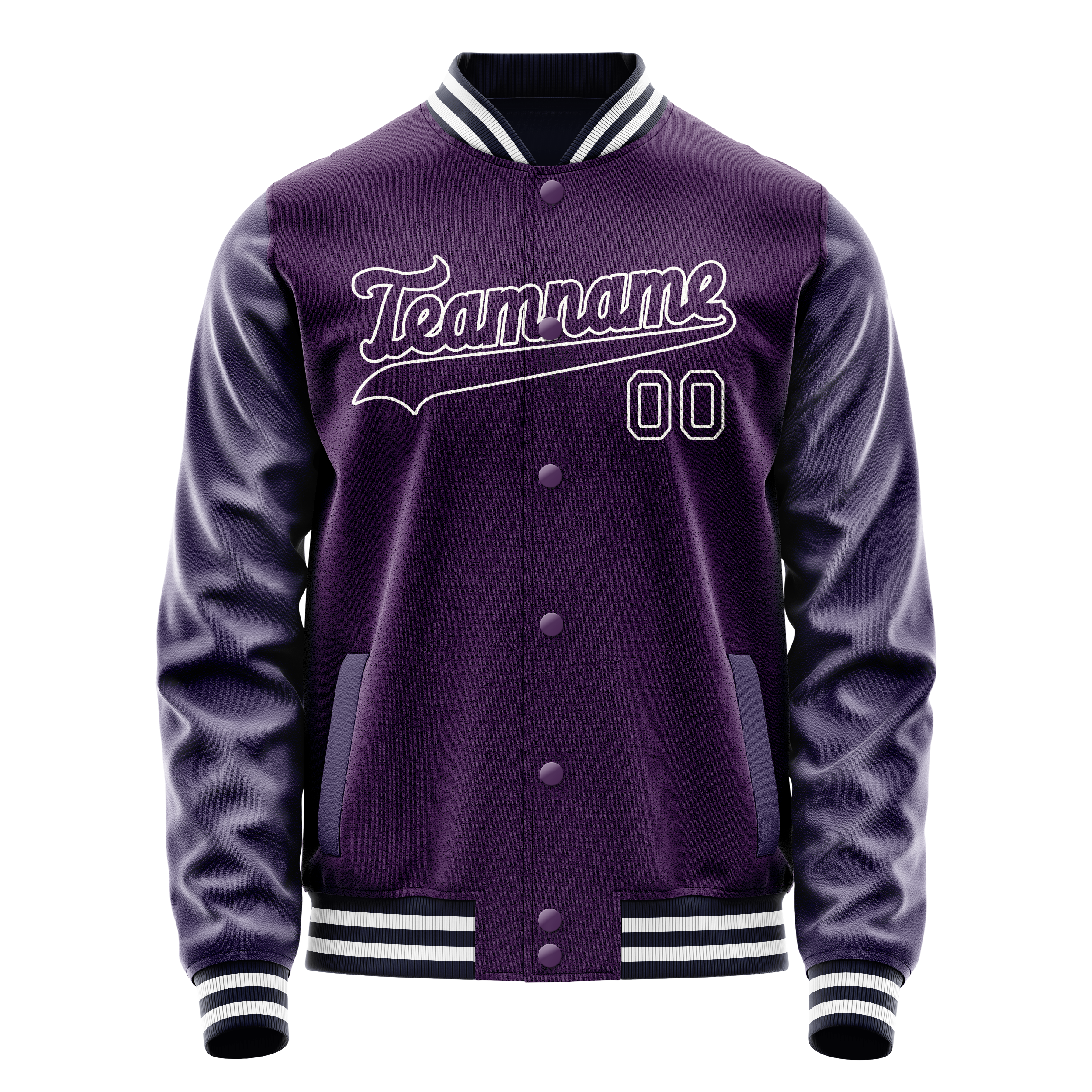 Custom Purple White Solid Color Varsity Letterman Jacket JA02240617KZ382
