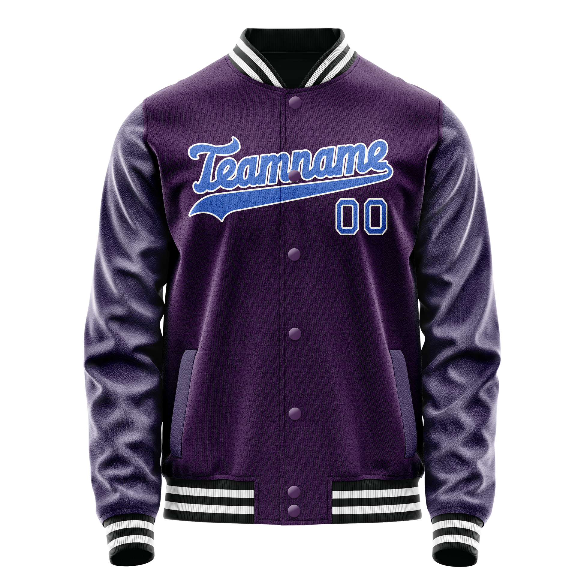 Custom Purple Teal Solid Color Varsity Letterman Jacket JA02240617KZ363