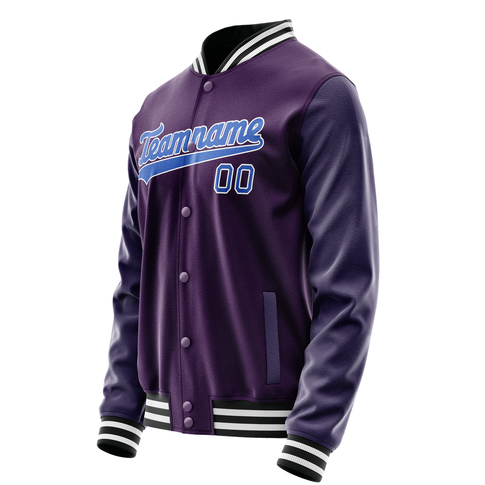 Custom Purple Teal Solid Color Varsity Letterman Jacket JA02240617KZ363