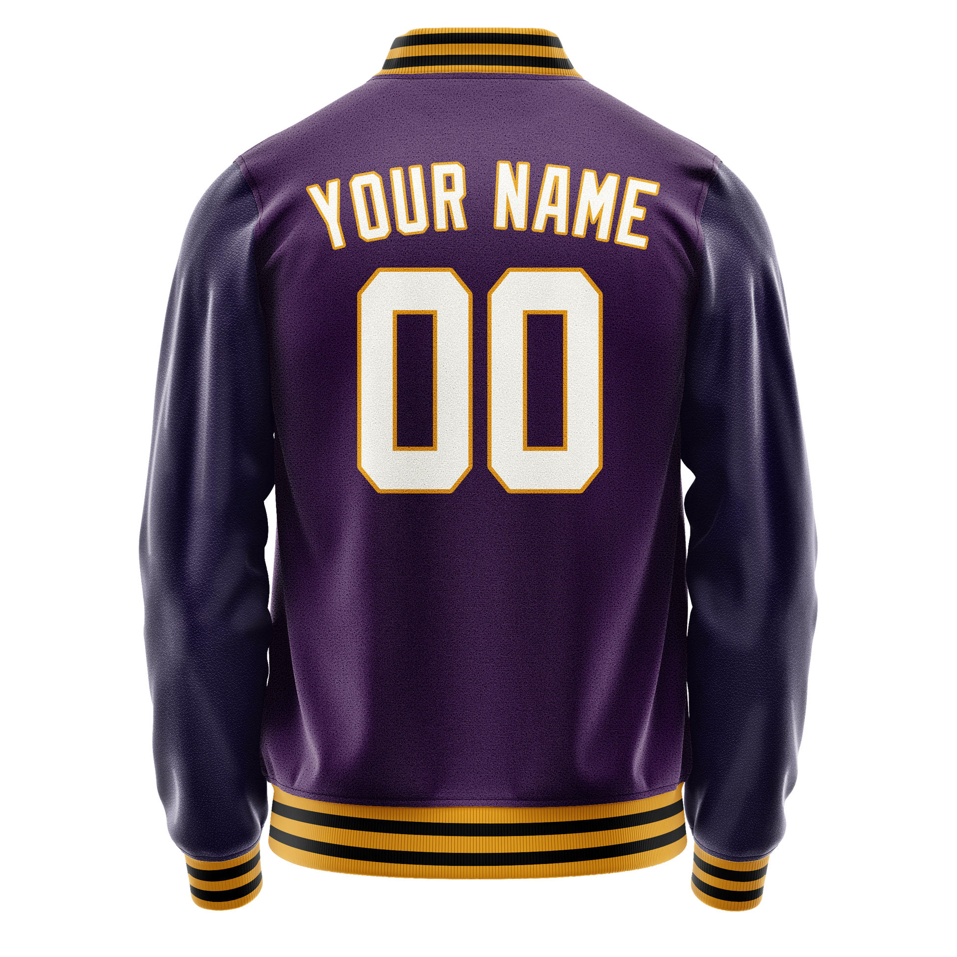 Custom Purple White Solid Color Varsity Letterman Jacket JA02240617KZ365