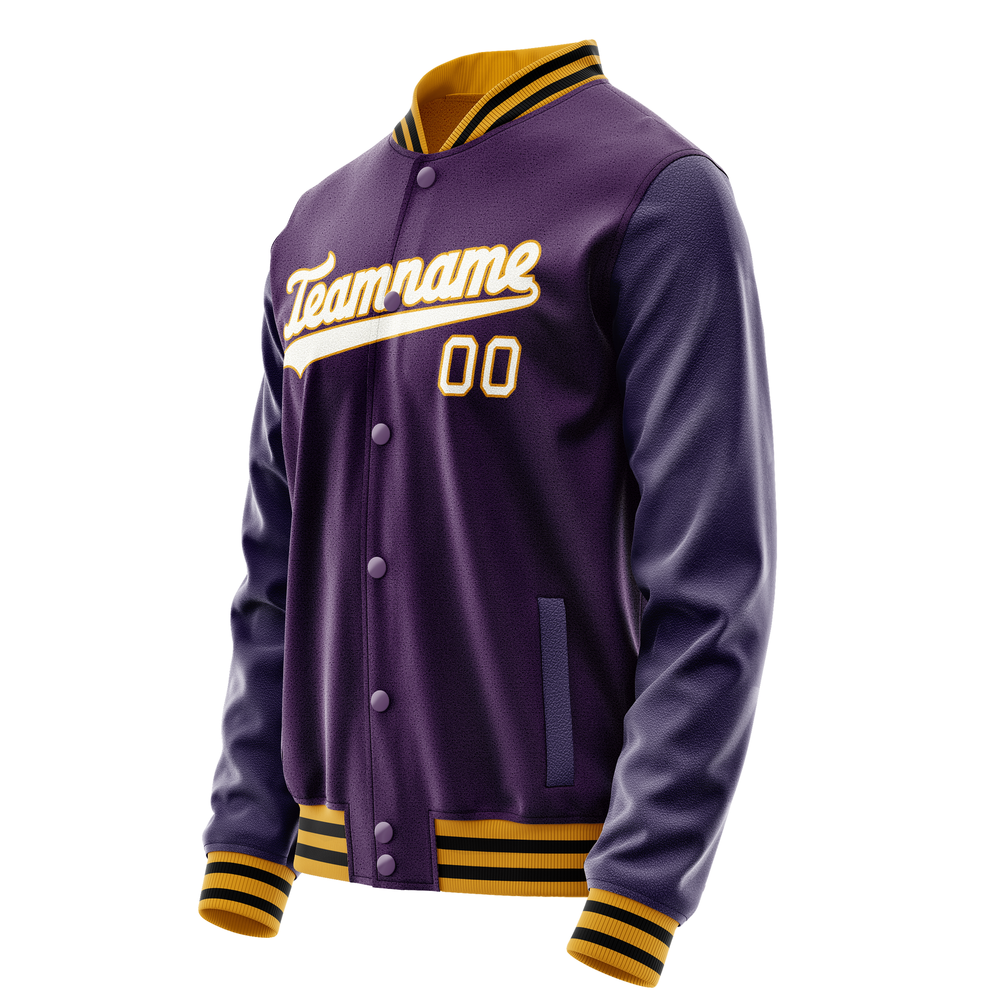 Custom Purple White Solid Color Varsity Letterman Jacket JA02240617KZ365