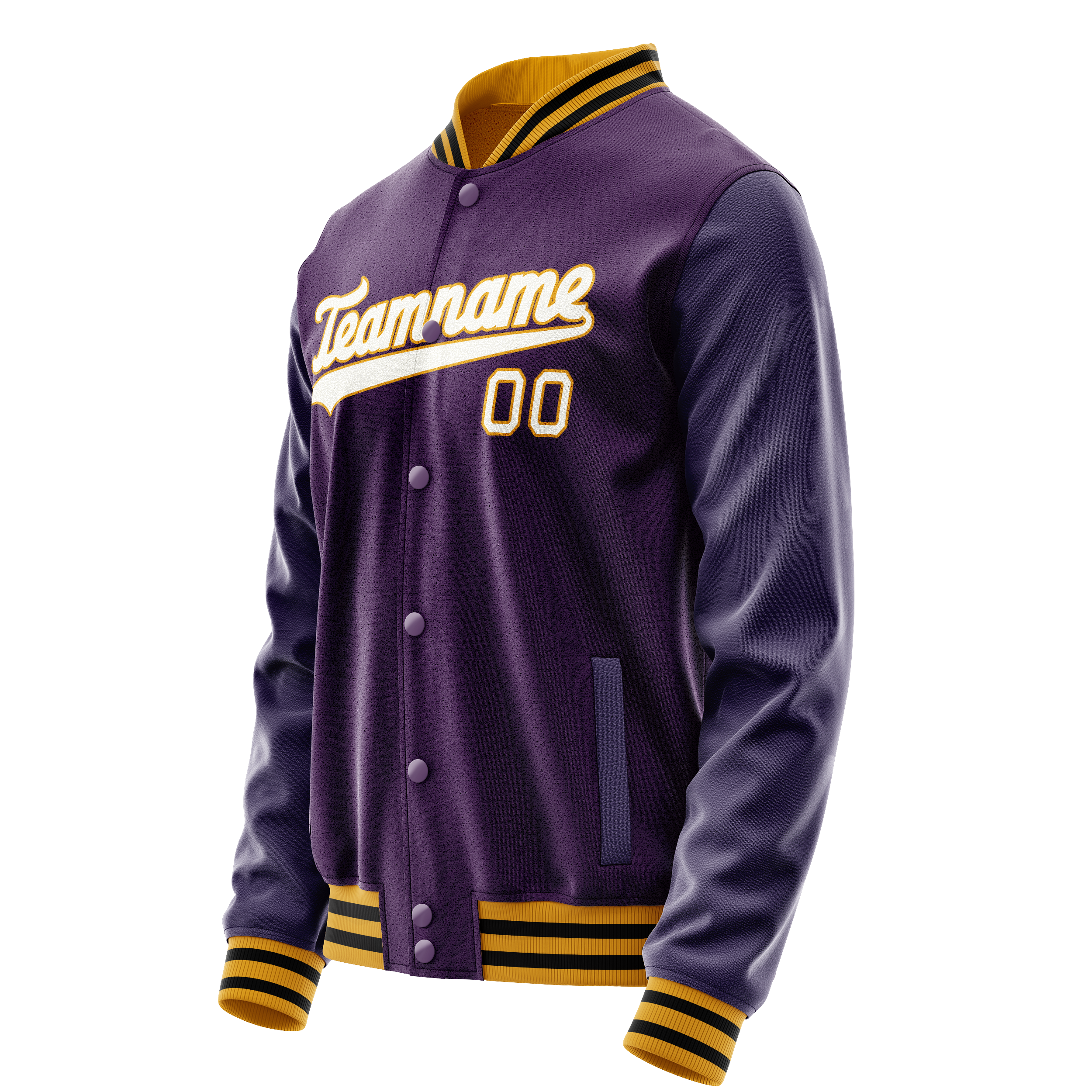 Custom Purple White Solid Color Varsity Letterman Jacket JA02240617KZ365
