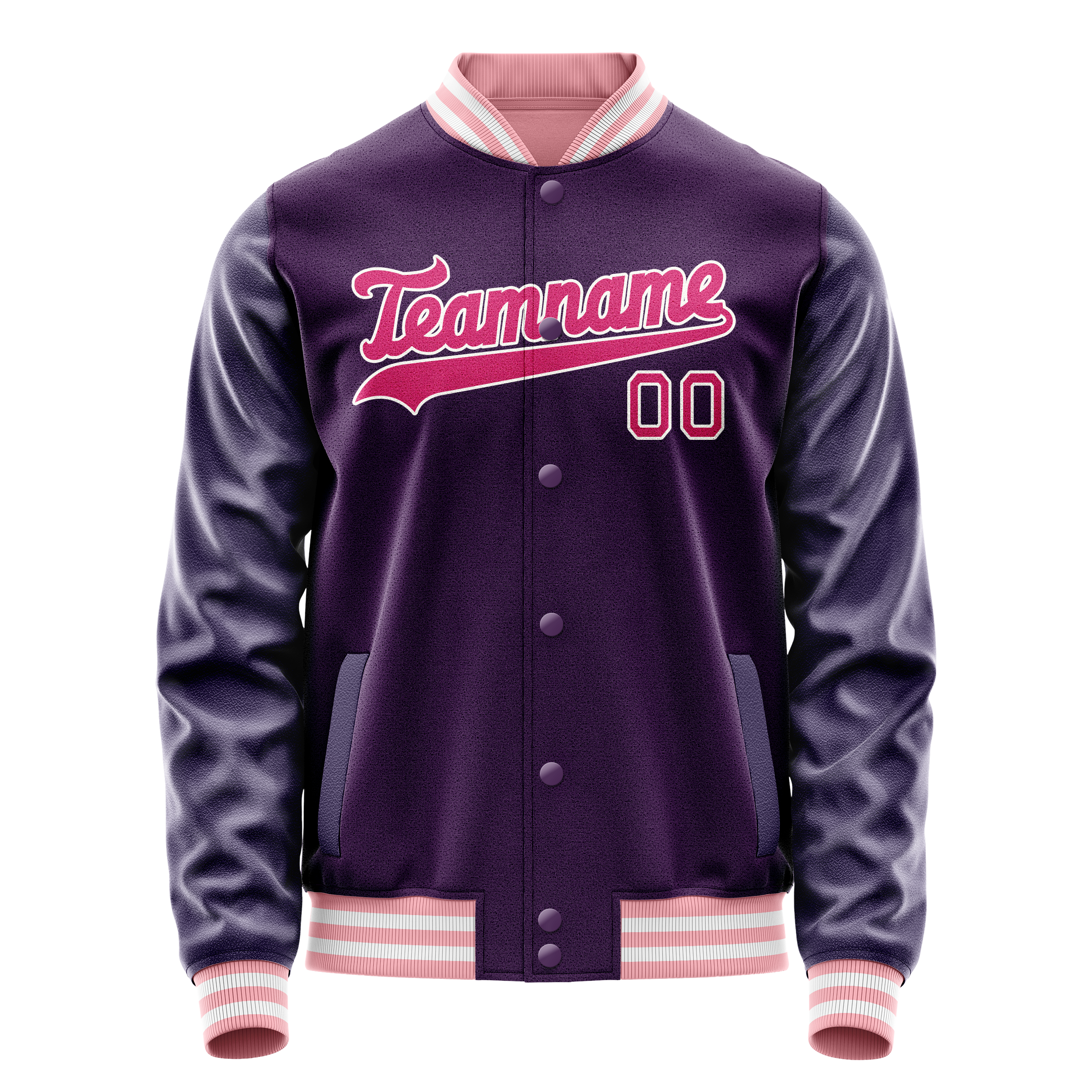 Custom Purple Pink Solid Color Varsity Letterman Jacket JA02240617KZ376