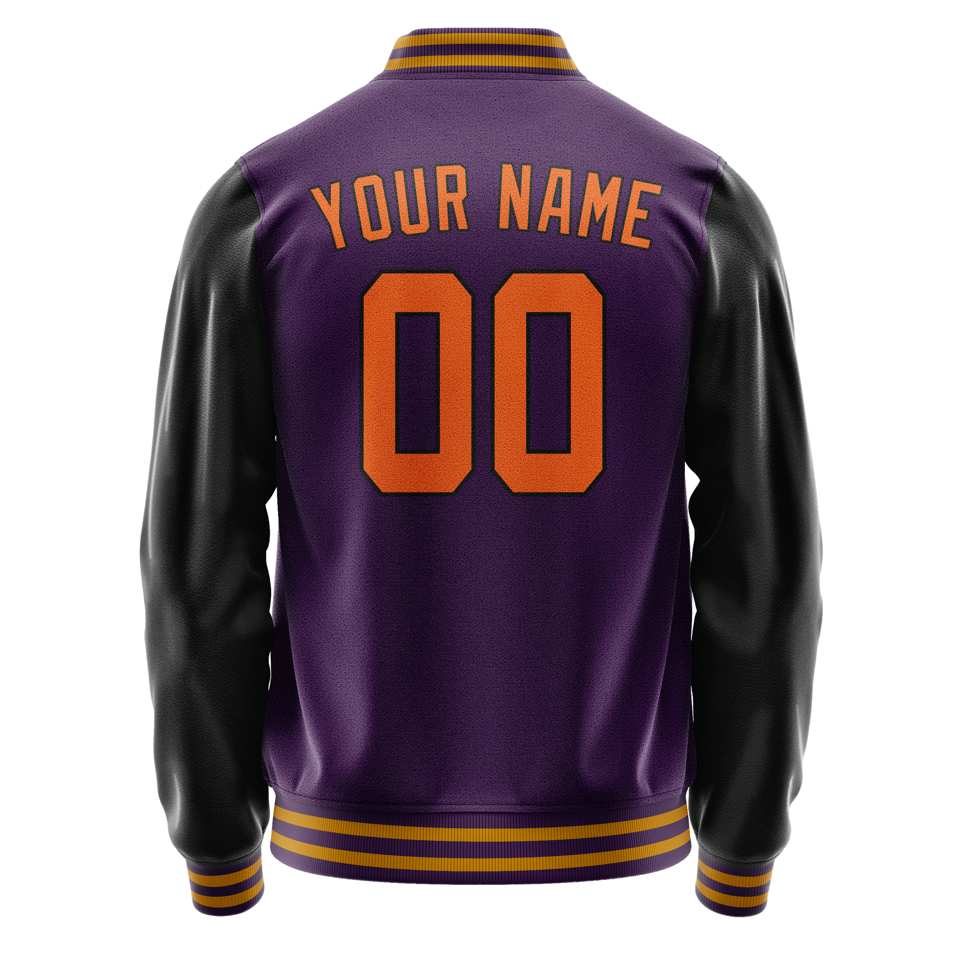 Custom Purple Black Solid Color Varsity Letterman Jacket JA02240617KZ375