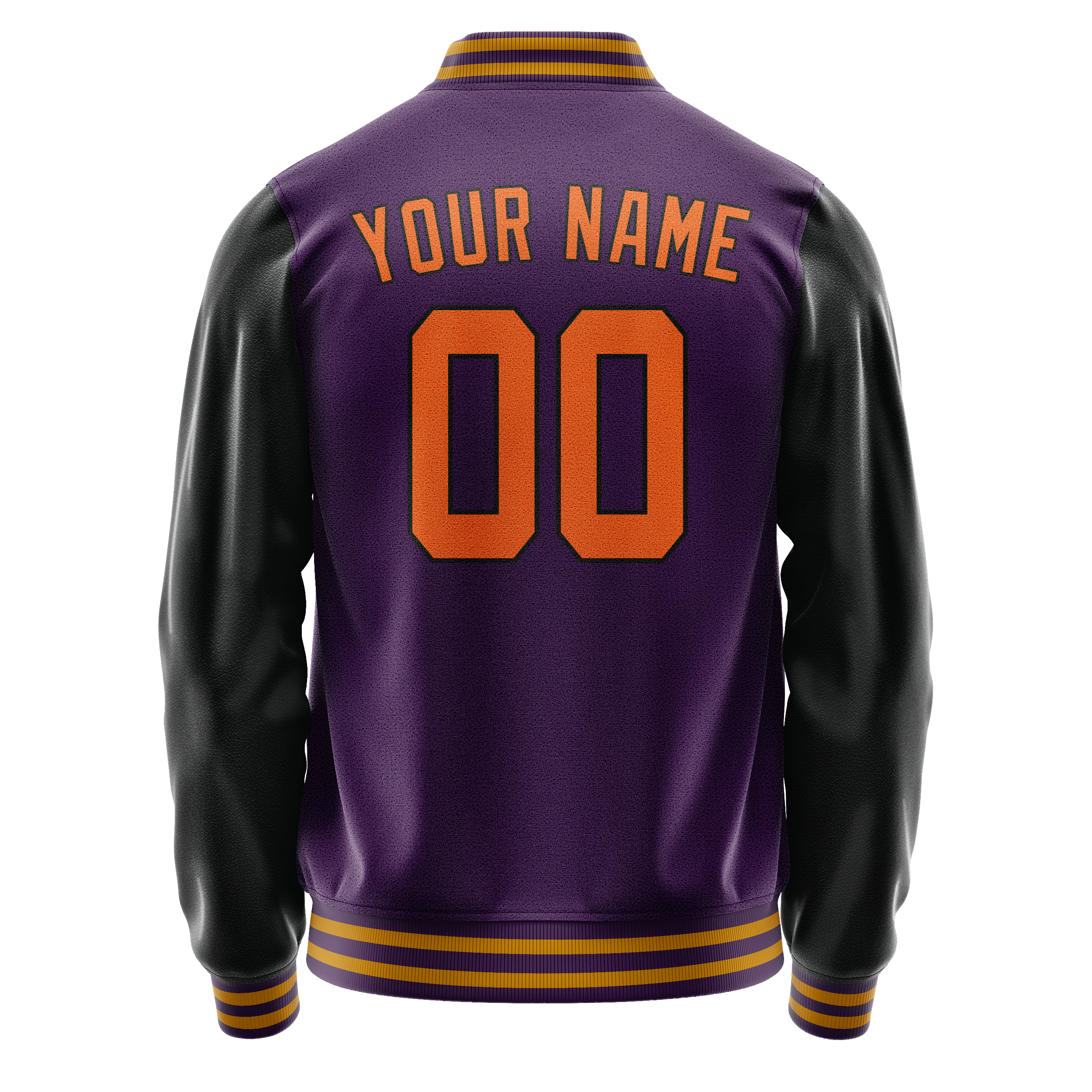 Custom Purple Black Solid Color Varsity Letterman Jacket JA02240617KZ375