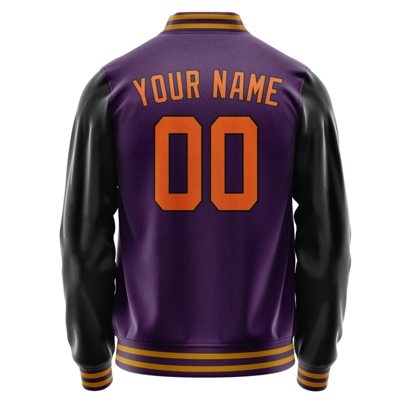 Custom Purple Black Solid Color Varsity Letterman Jacket JA02240617KZ375