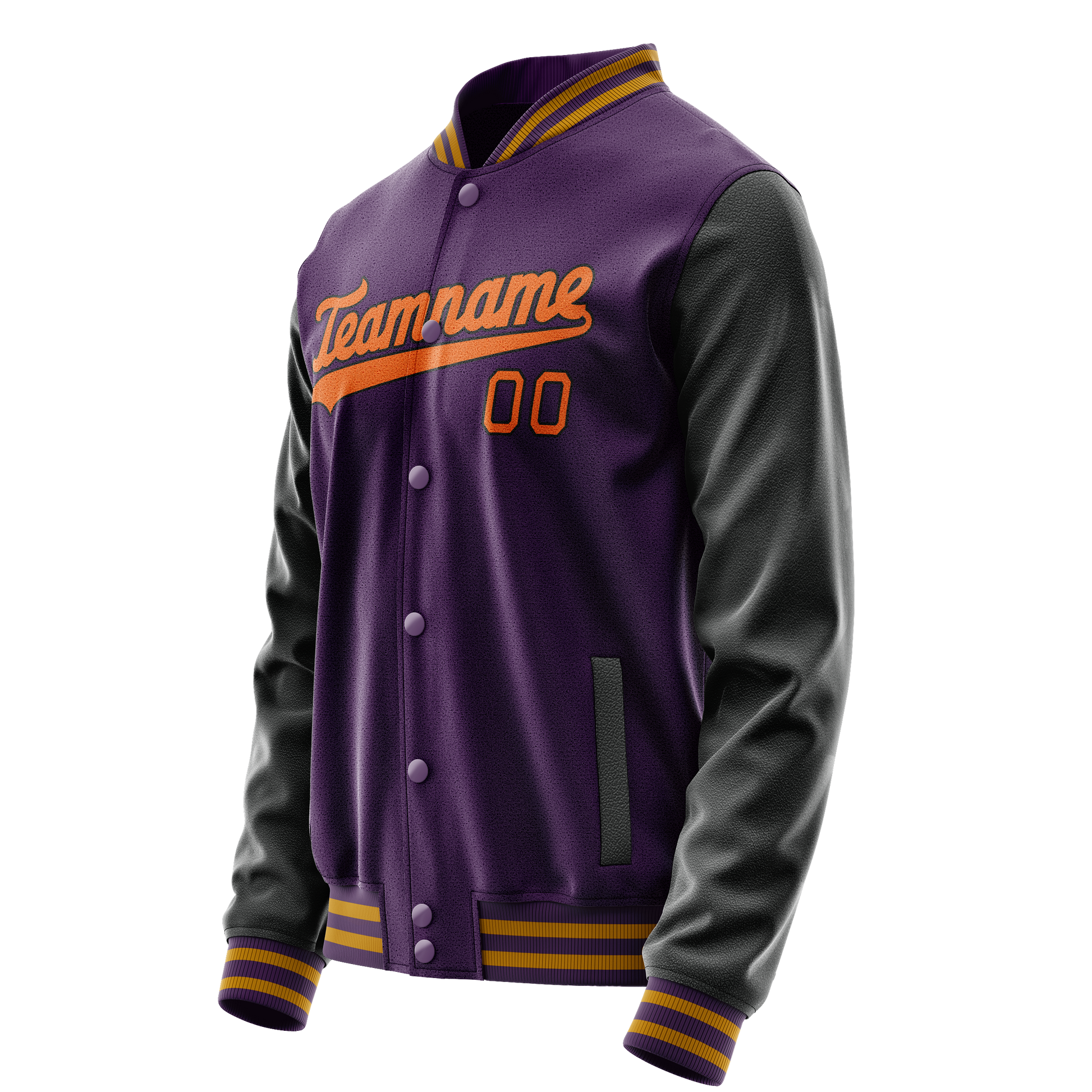 Custom Purple Black Solid Color Varsity Letterman Jacket JA02240617KZ375