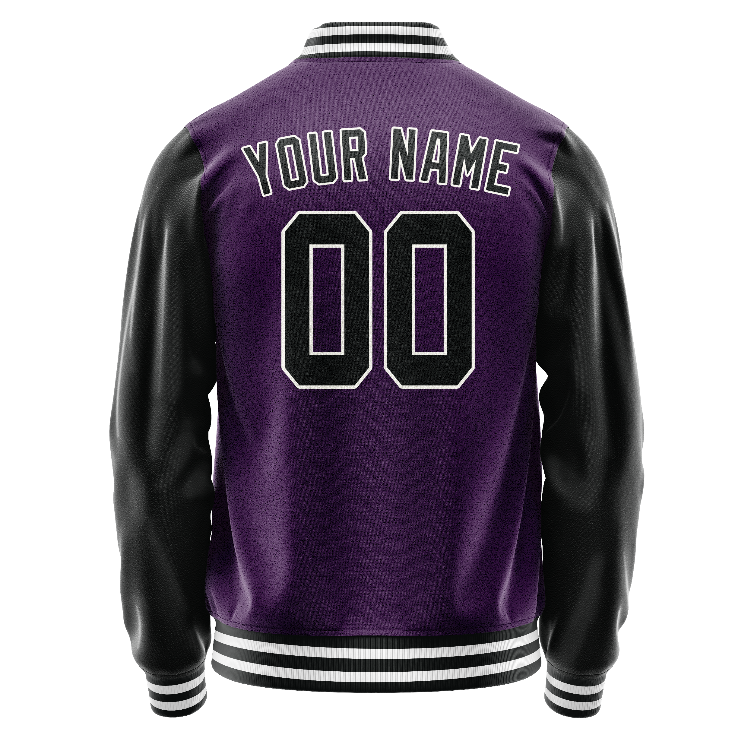 Custom Purple Black Solid Color Varsity Letterman Jacket JA02240617KZ372