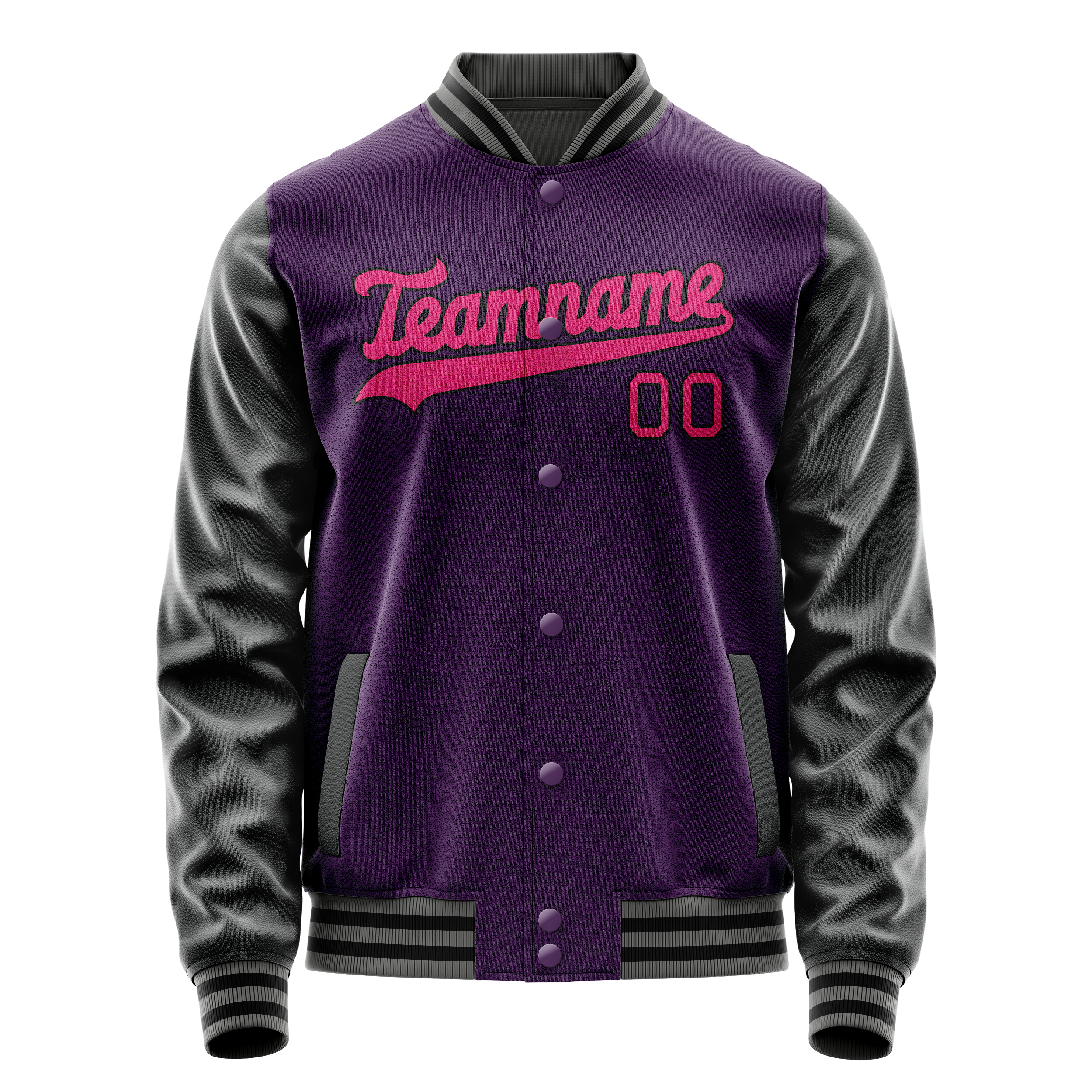 Custom Purple Pink Solid Color Varsity Letterman Jacket JA02240617KZ364