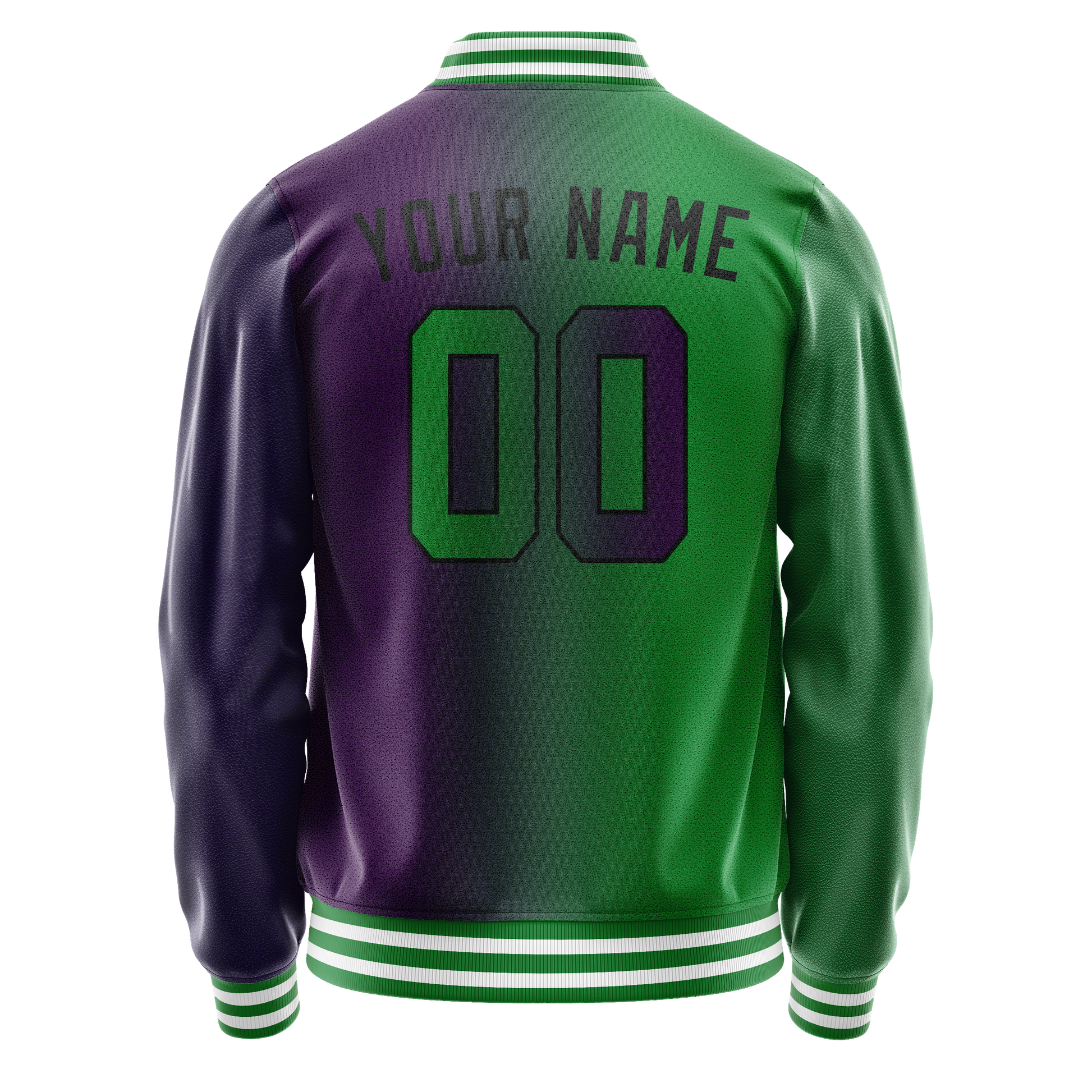 Custom Purple Kelly-Green Gradient Varsity Letterman Jacket JA02240617KZ370