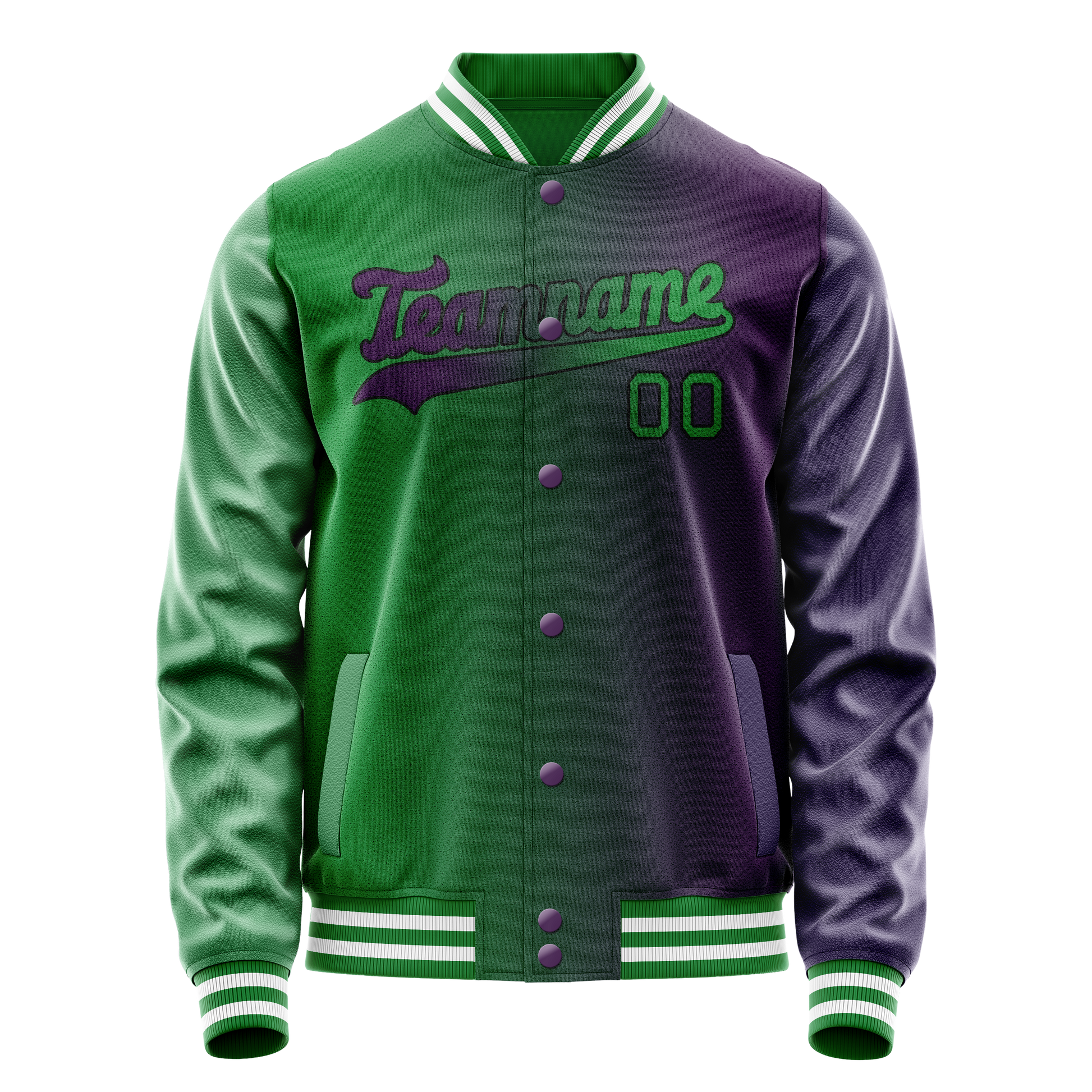 Custom Purple Kelly-Green Gradient Varsity Letterman Jacket JA02240617KZ370