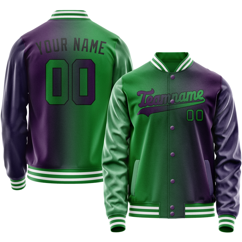 Custom Purple Kelly-Green Gradient Varsity Letterman Jacket JA02240617KZ370