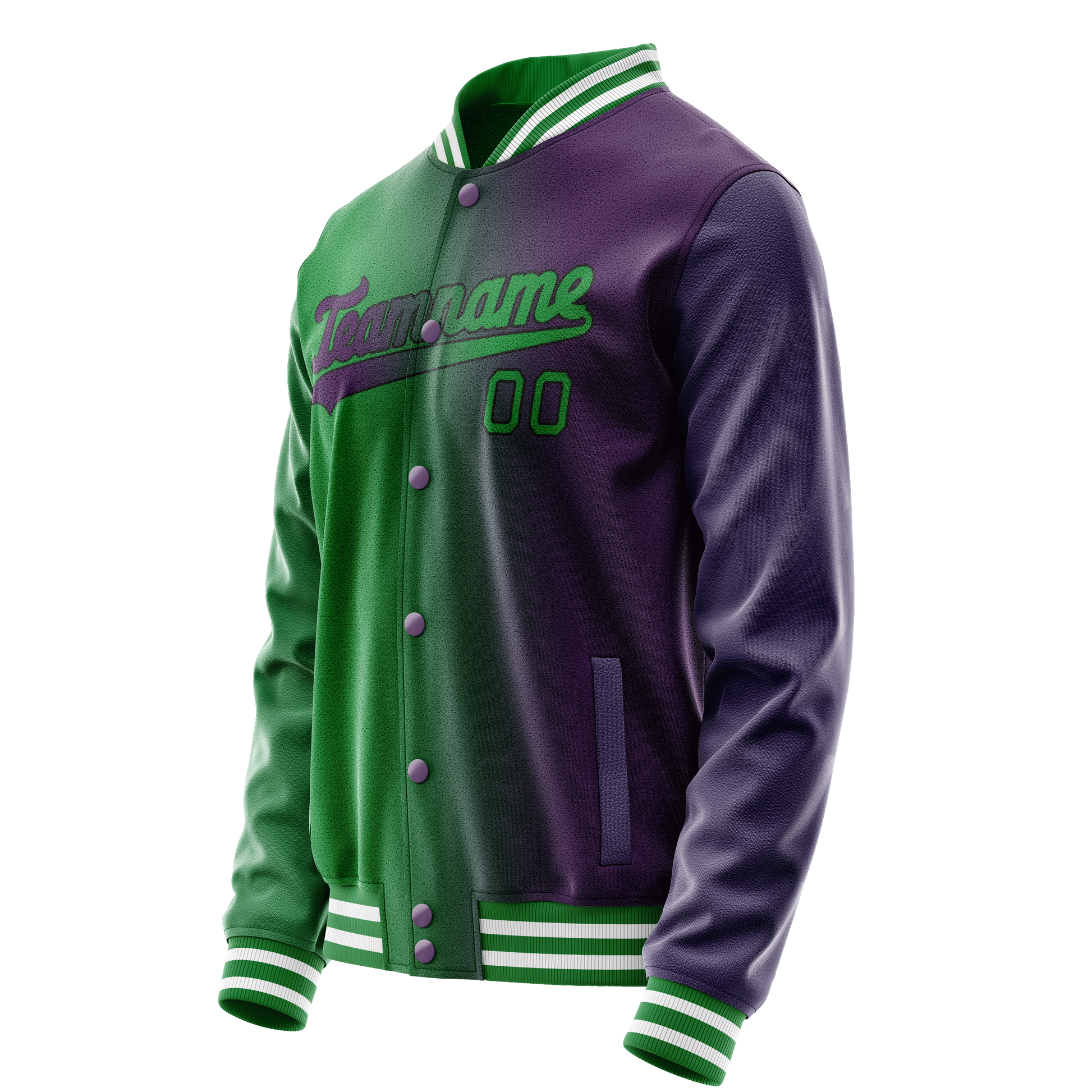 Custom Purple Kelly-Green Gradient Varsity Letterman Jacket JA02240617KZ370