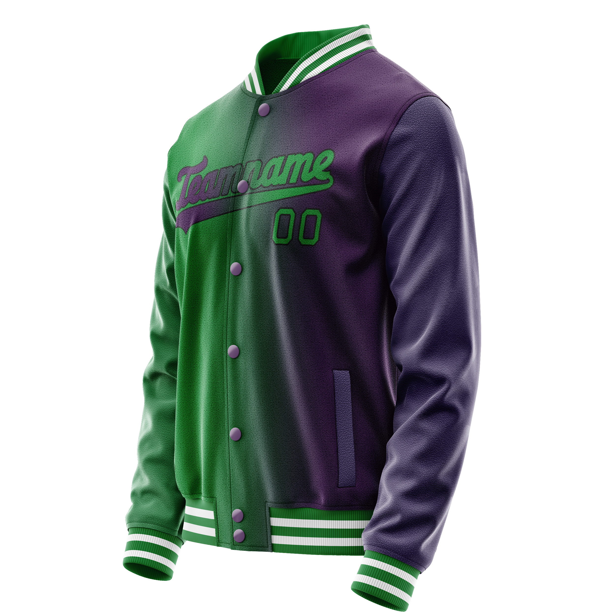 Custom Purple Kelly-Green Gradient Varsity Letterman Jacket JA02240617KZ370