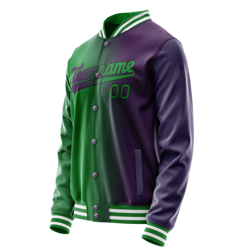 Custom Purple Kelly-Green Gradient Varsity Letterman Jacket JA02240617KZ370