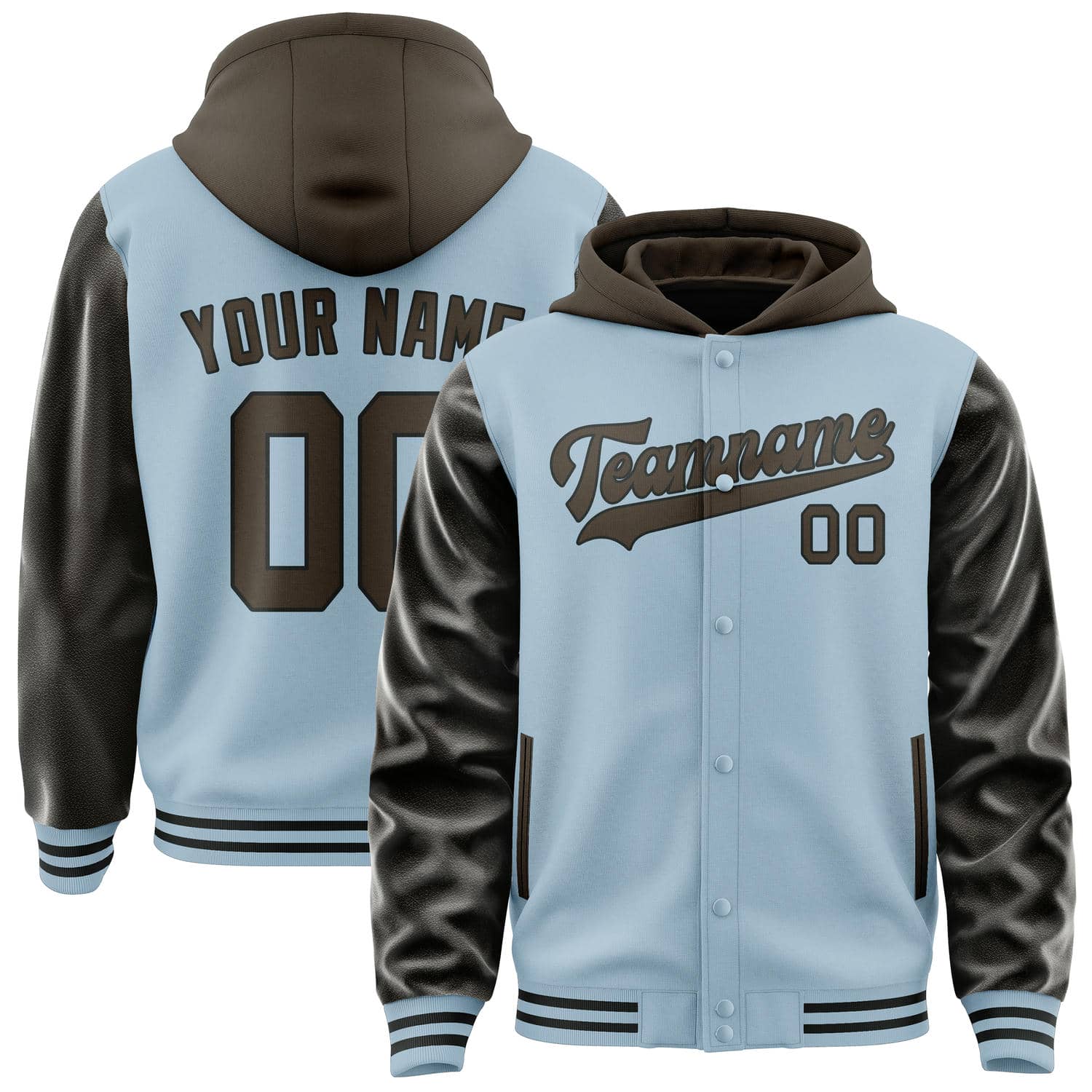 Custom Light Blue Brown Jacket