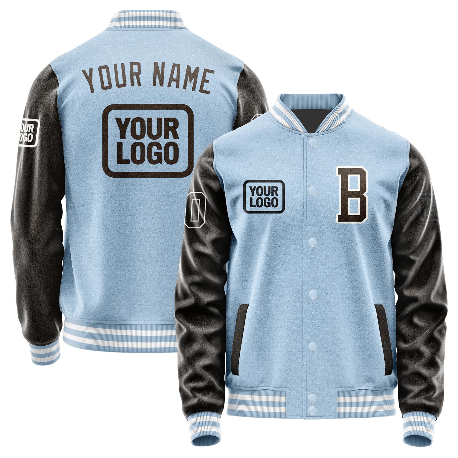 Custom Light Blue Brown Jacket JA080801081818010118