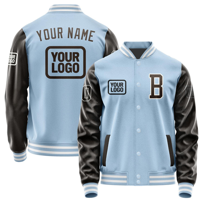 Custom Light Blue Brown Jacket JA080801081818010118