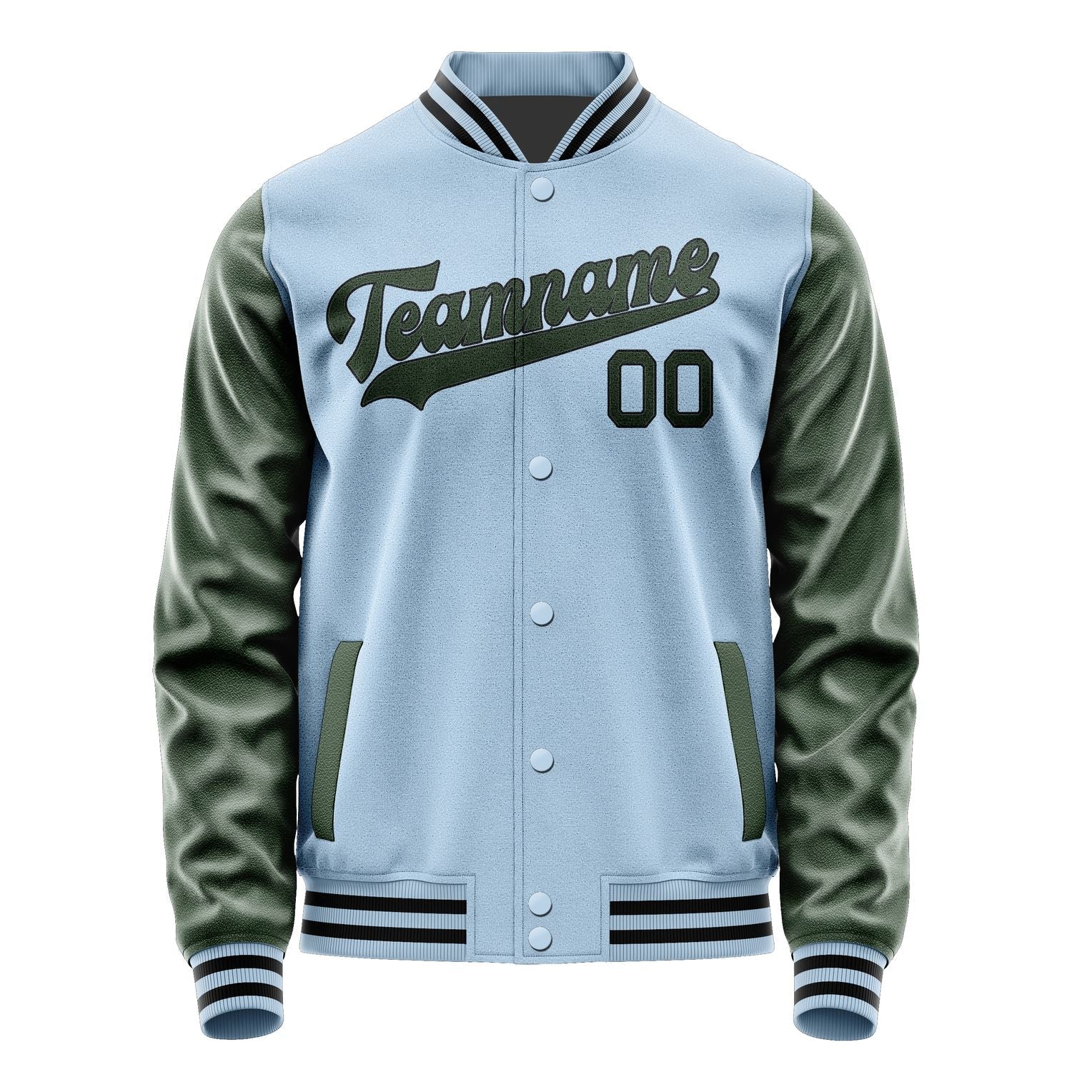 Custom Light Blue Dark Green Jacket JA0808060817B31706
