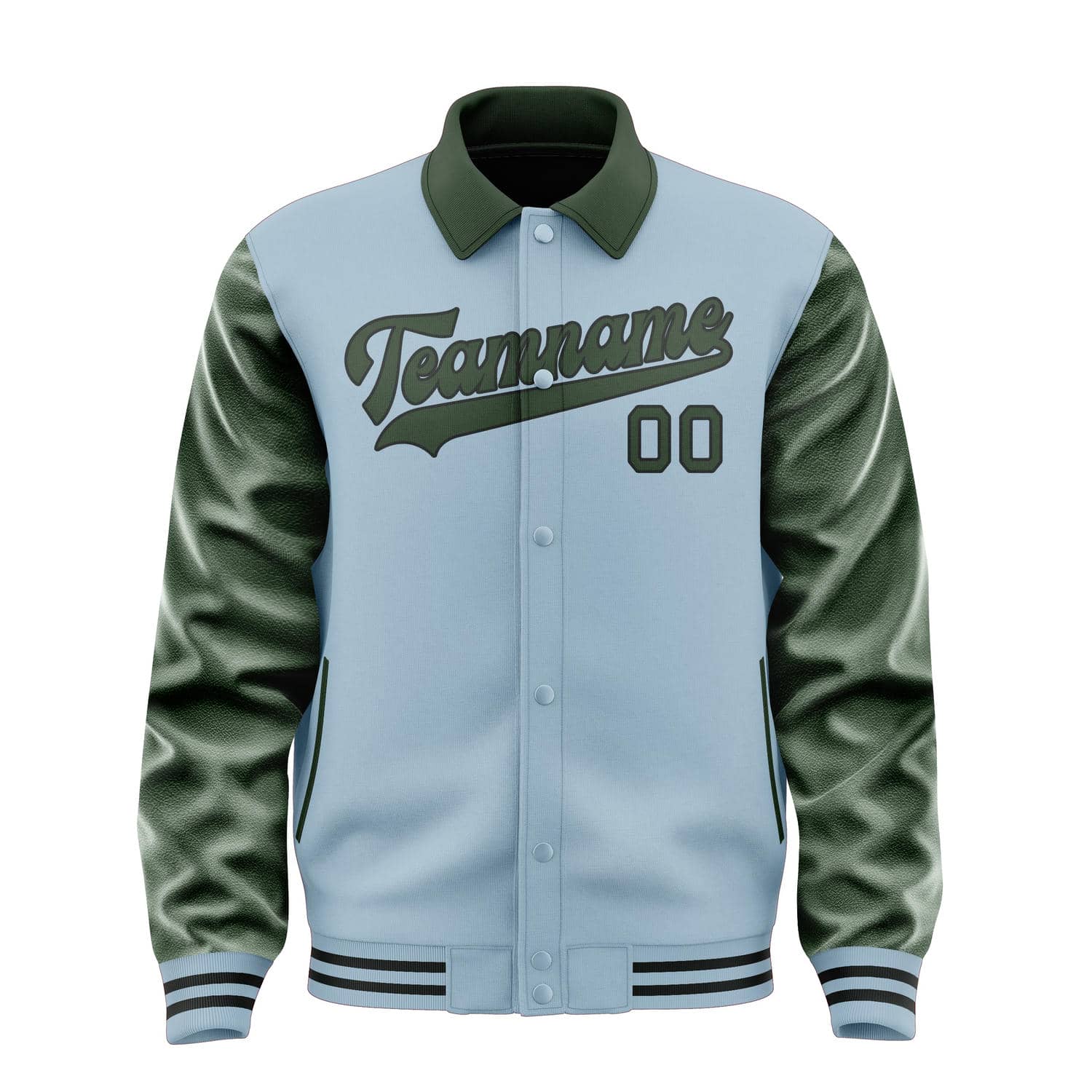 Custom Light Blue Dark Green Jacket