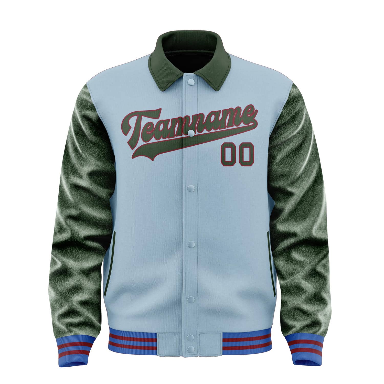 Custom Light Blue Dark Green Jacket