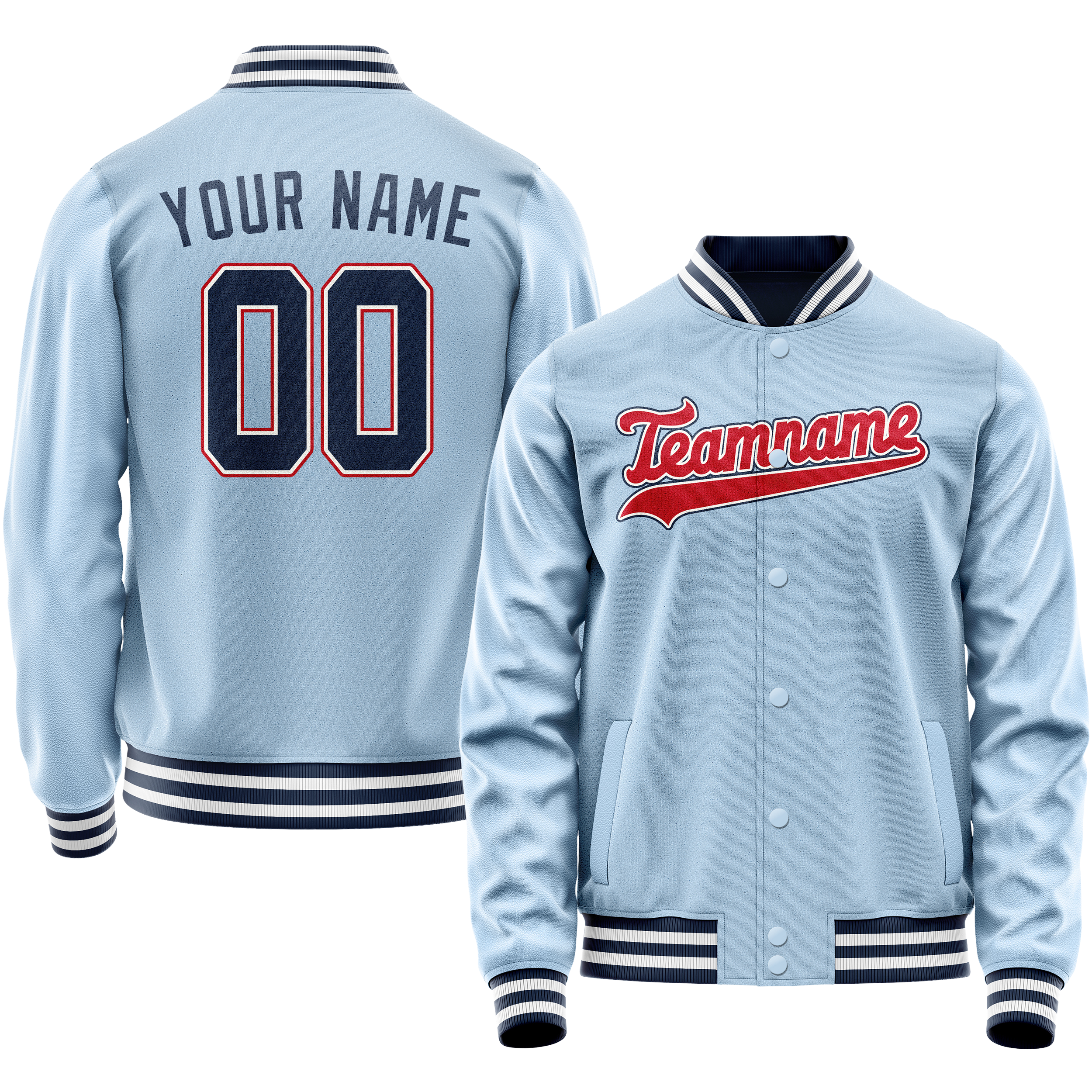 Custom Light-Blue Royal Solid Color Varsity Letterman Jacket JA02240617JC248