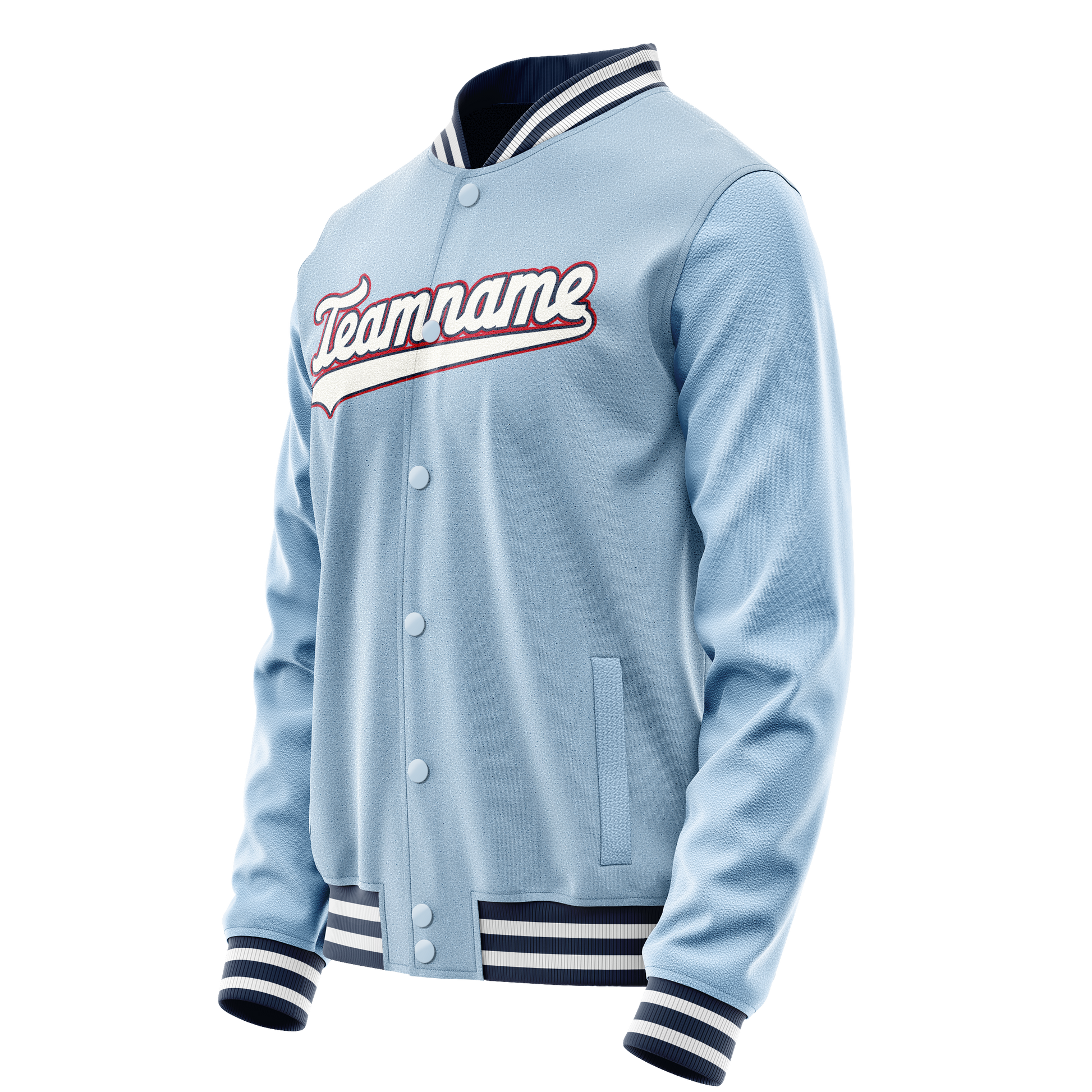 Custom Light-Blue White Solid Color Varsity Letterman Jacket JA02240617JC237