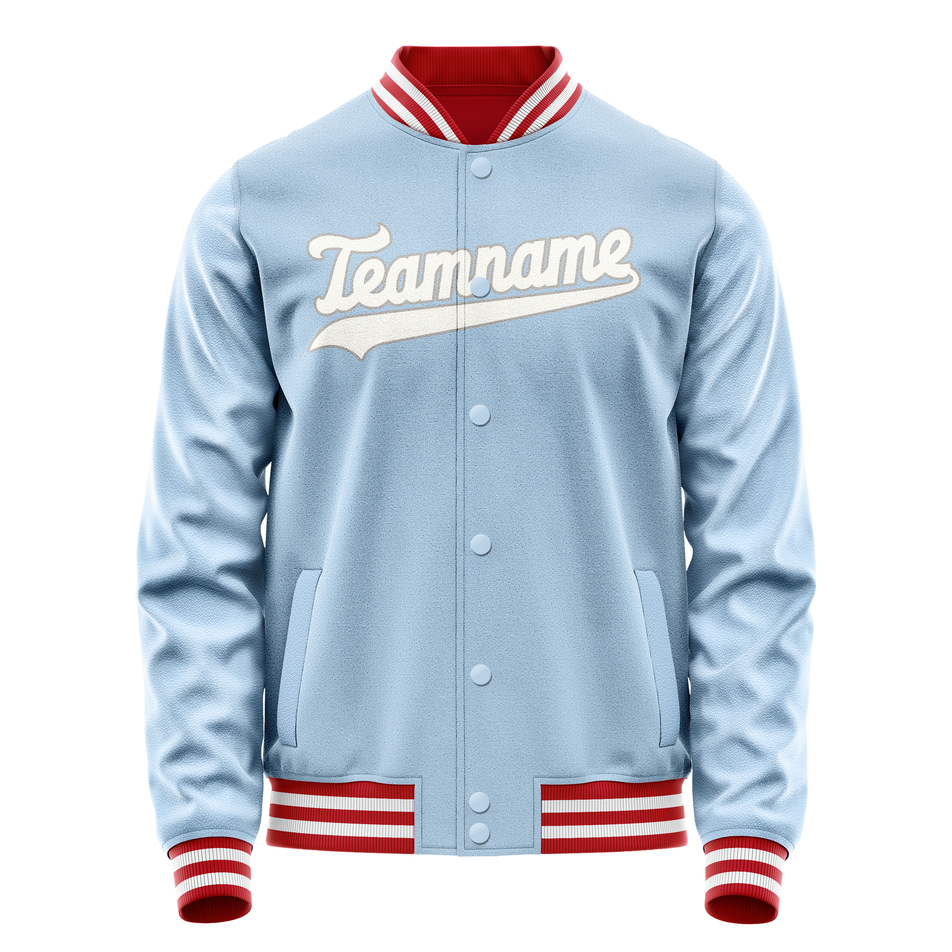 Custom Light-Blue White Solid Color Varsity Letterman Jacket JA02240617JC262