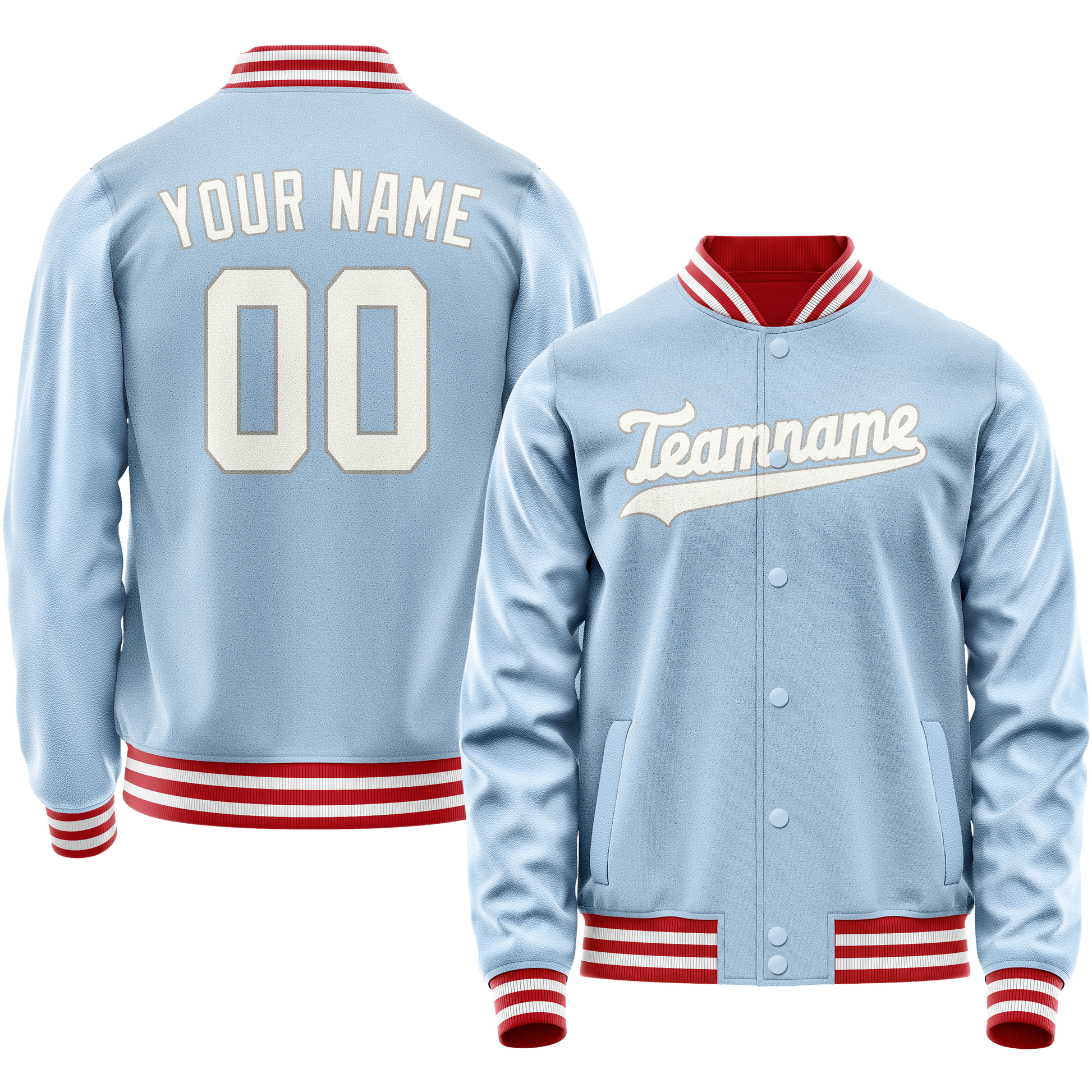 Custom Light-Blue White Solid Color Varsity Letterman Jacket JA02240617JC262