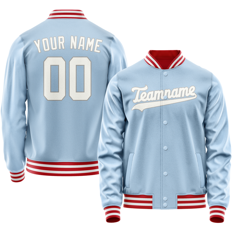 Custom Light-Blue White Solid Color Varsity Letterman Jacket JA02240617JC262