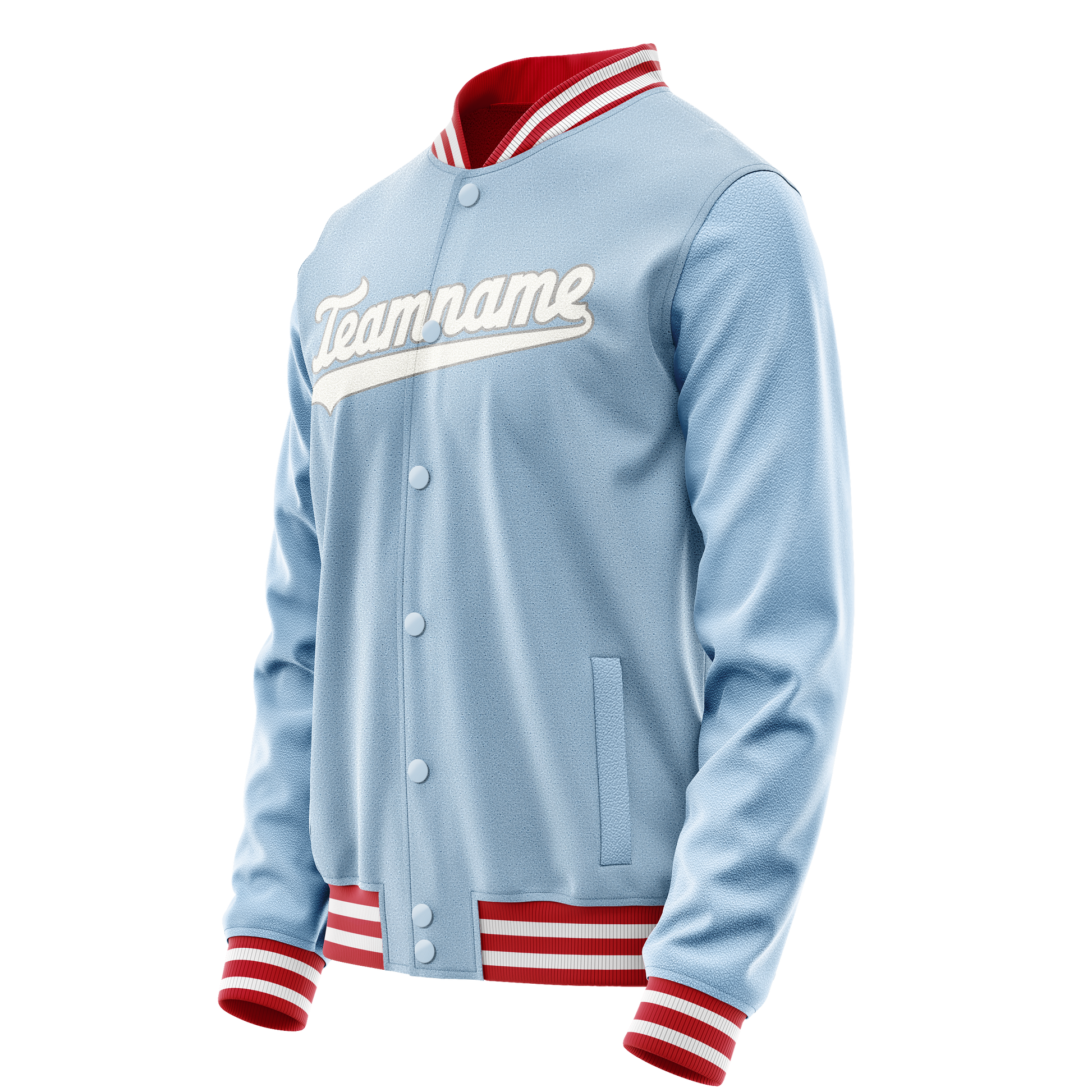 Custom Light-Blue White Solid Color Varsity Letterman Jacket JA02240617JC262