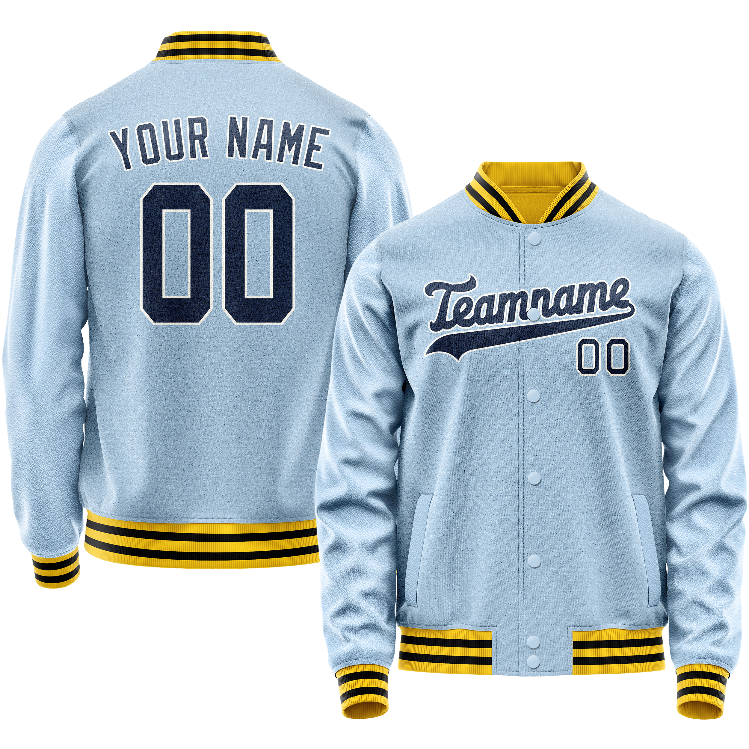 Custom Light-Blue Royal Solid Color Varsity Letterman Jacket JA02240617JC252