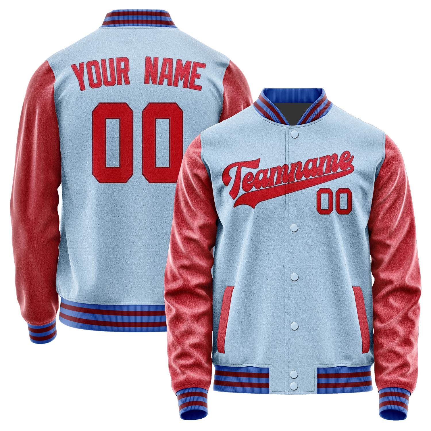 Custom Light Blue Red Jacket JA0808140915B31514