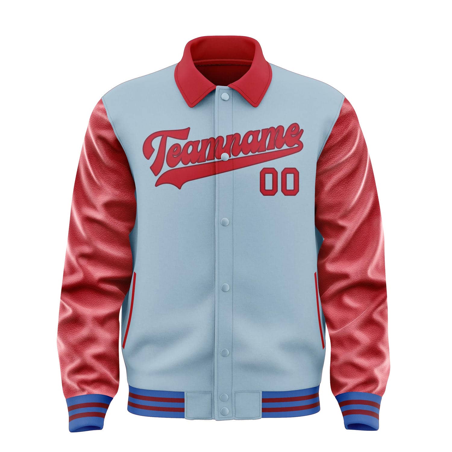 Custom Light Blue Red Jacket