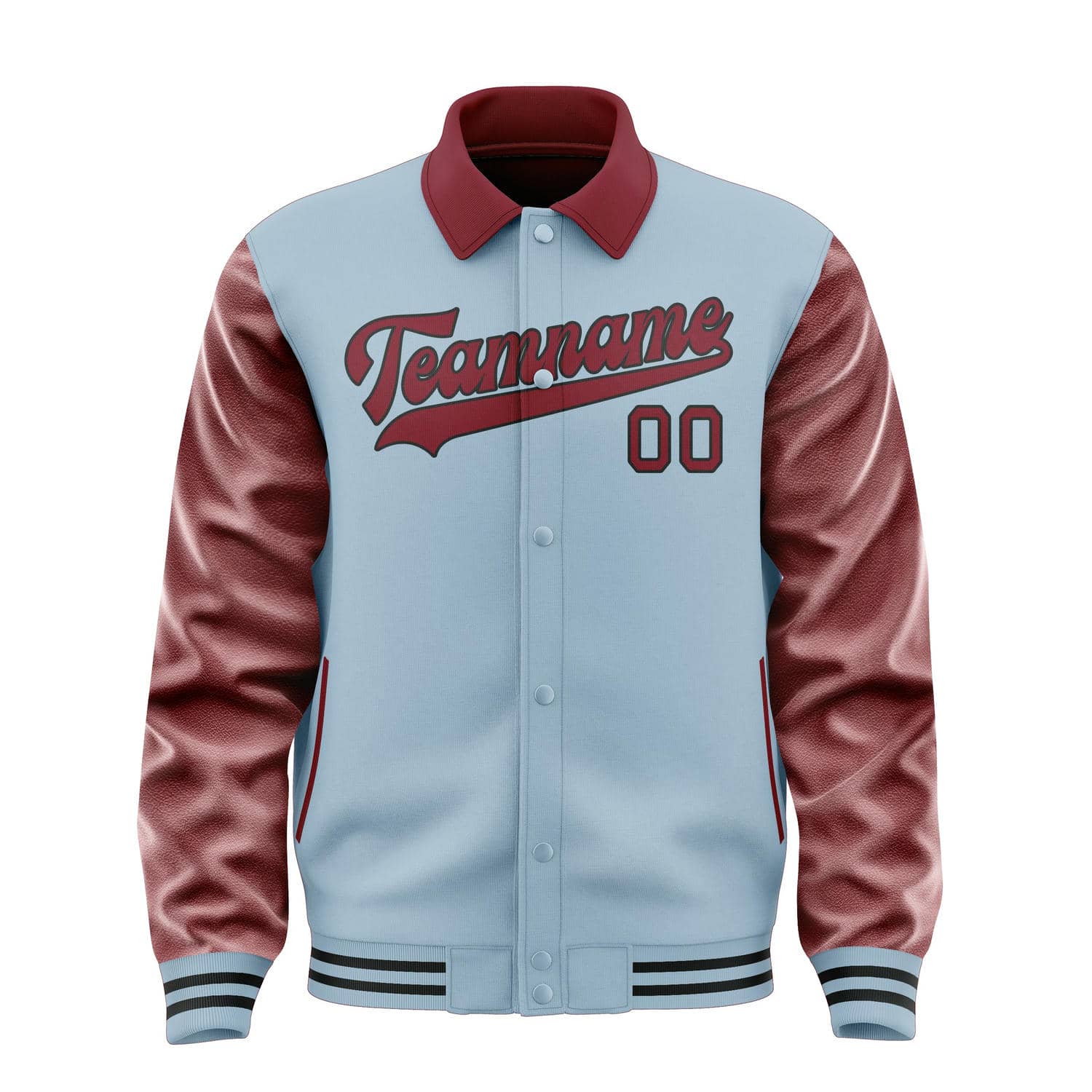 Custom Light Blue Crimson Red Jacket