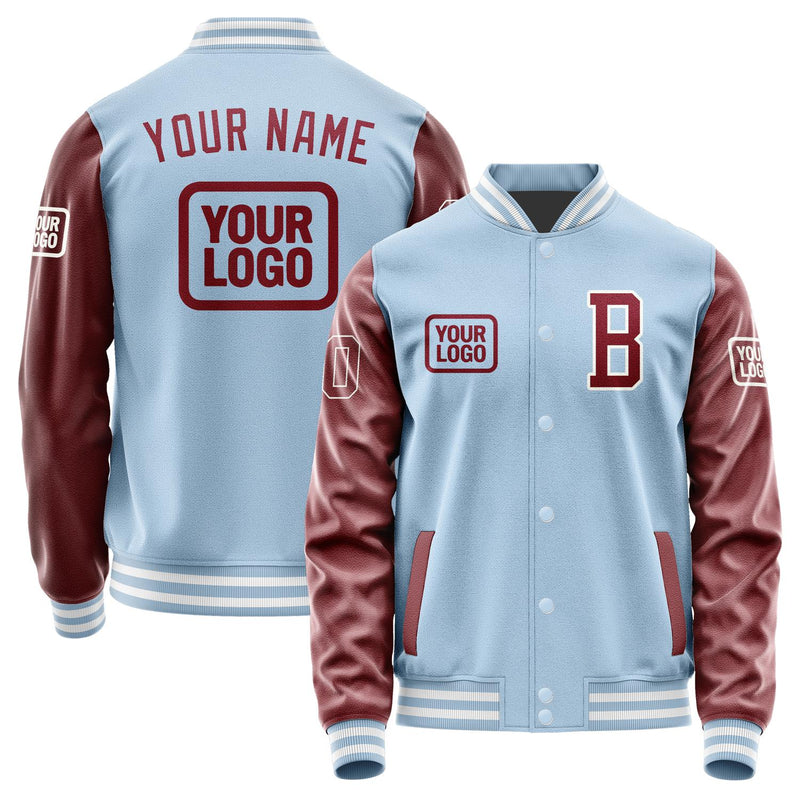 Custom Light Blue Crimson Red Jacket JA080815081818151518