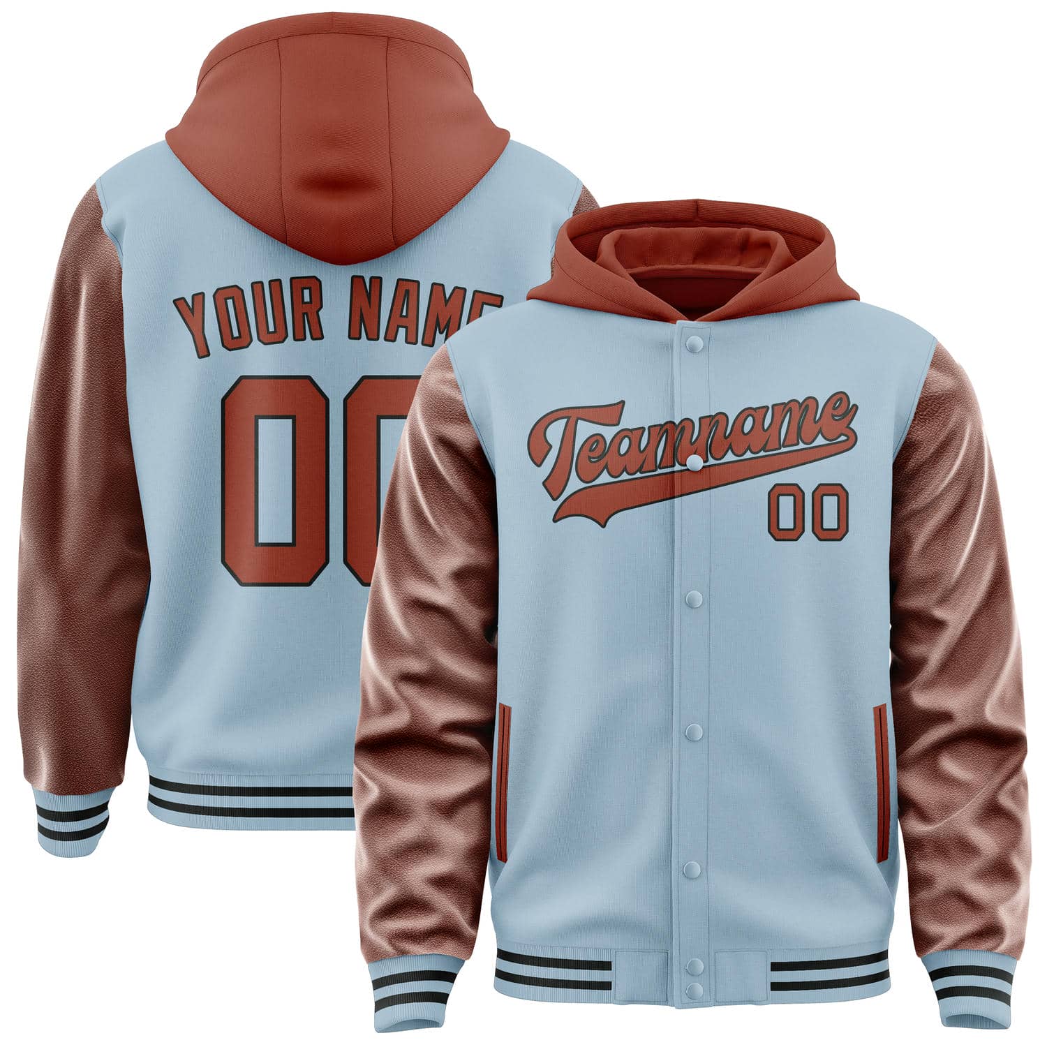 Custom Light Blue Coral Red Jacket
