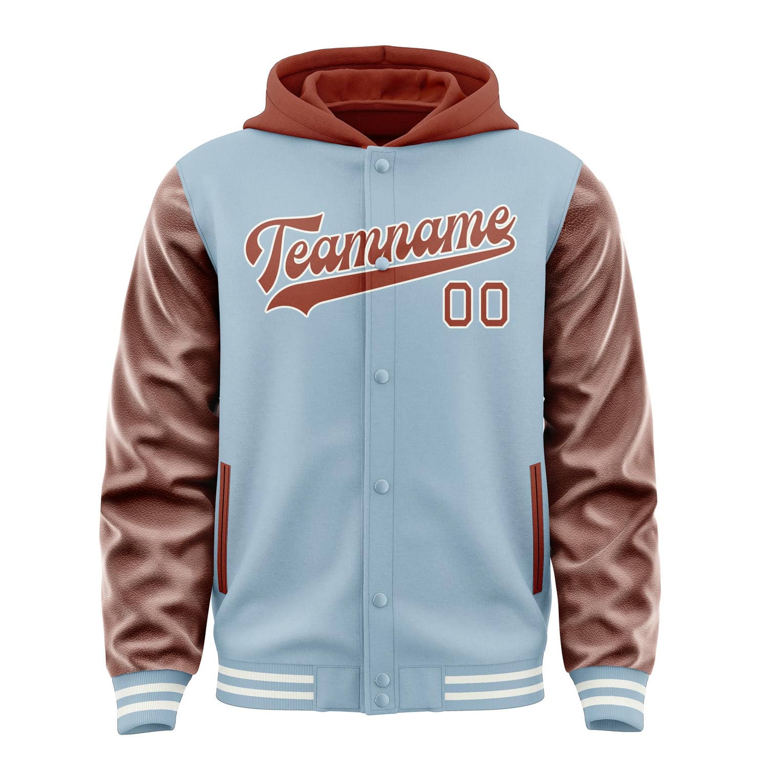 Custom Light Blue Coral Red Jacket