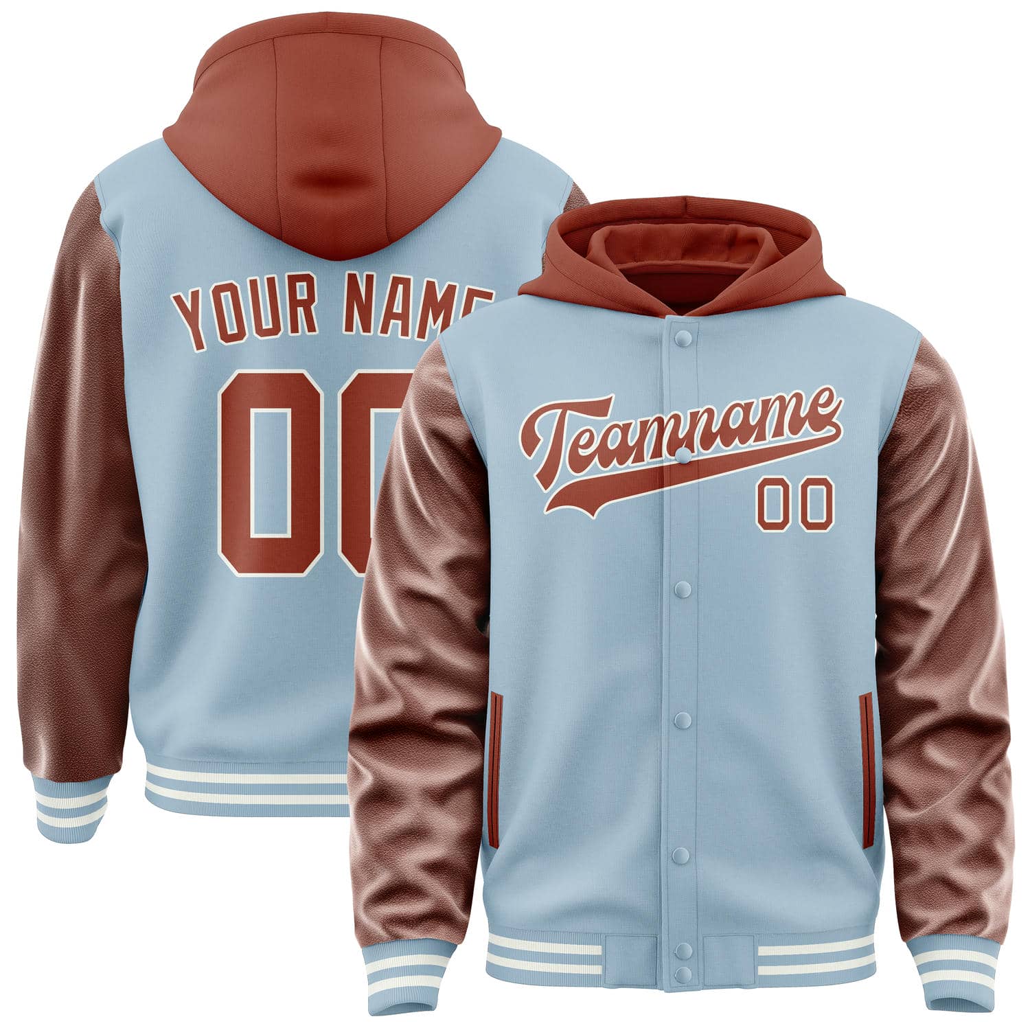 Custom Light Blue Coral Red Jacket