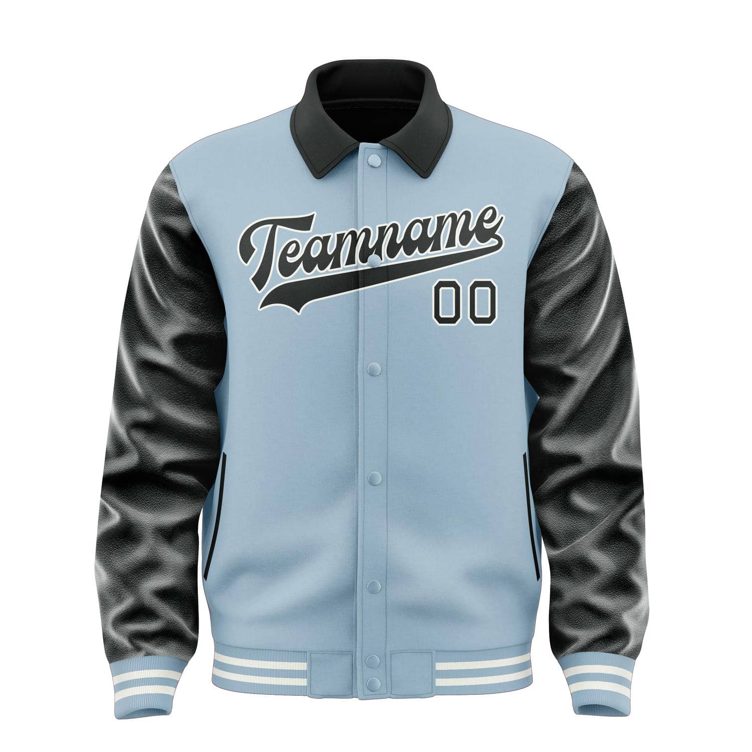Custom Light Blue Black Jacket