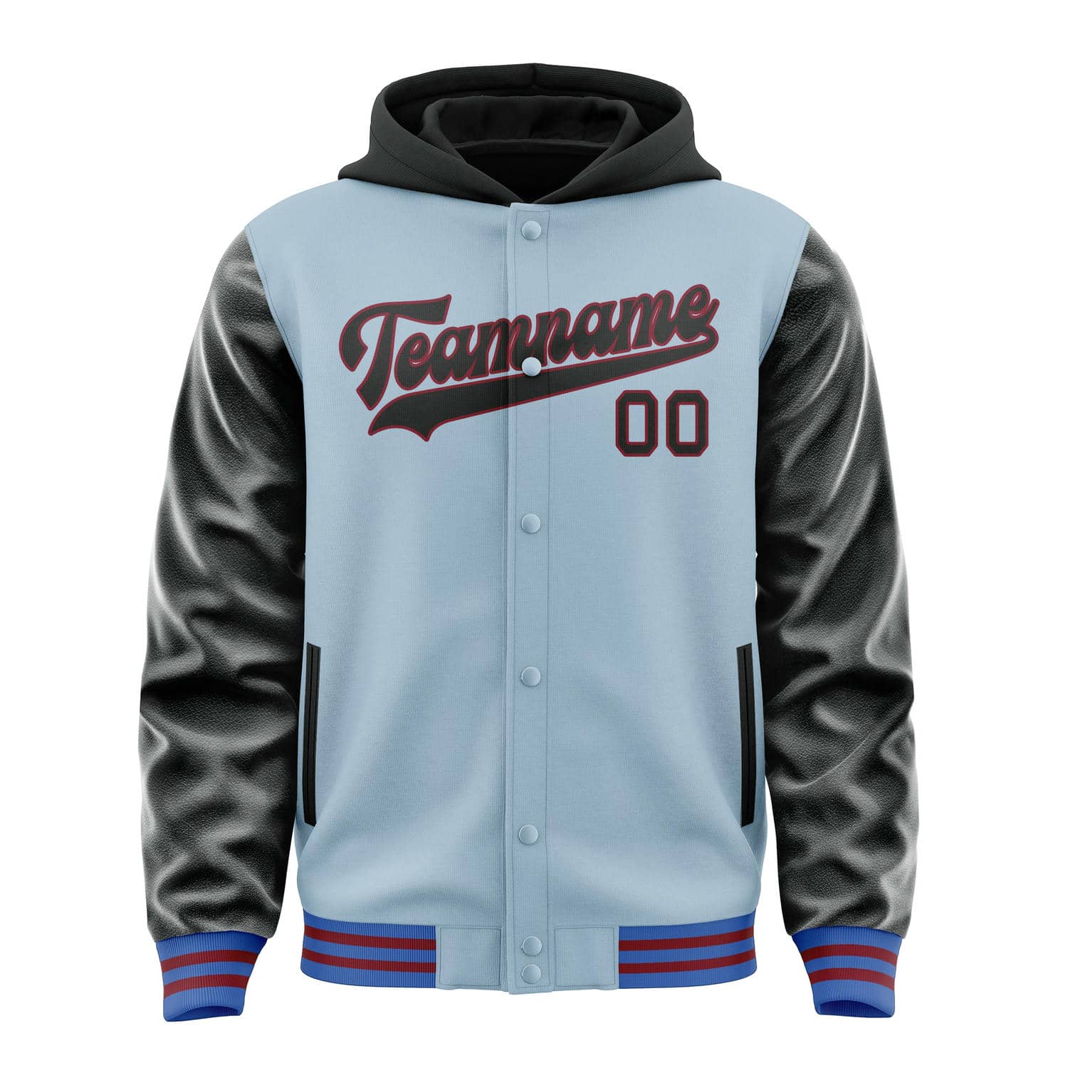 Custom Light Blue Black Jacket