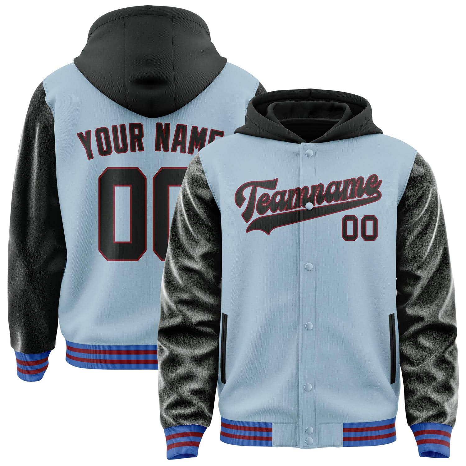 Custom Light Blue Black Jacket